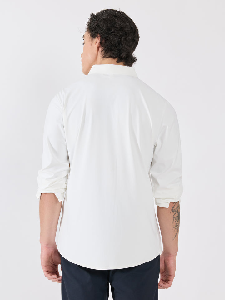 men's shirt -shimmer line Embellished with stone in white