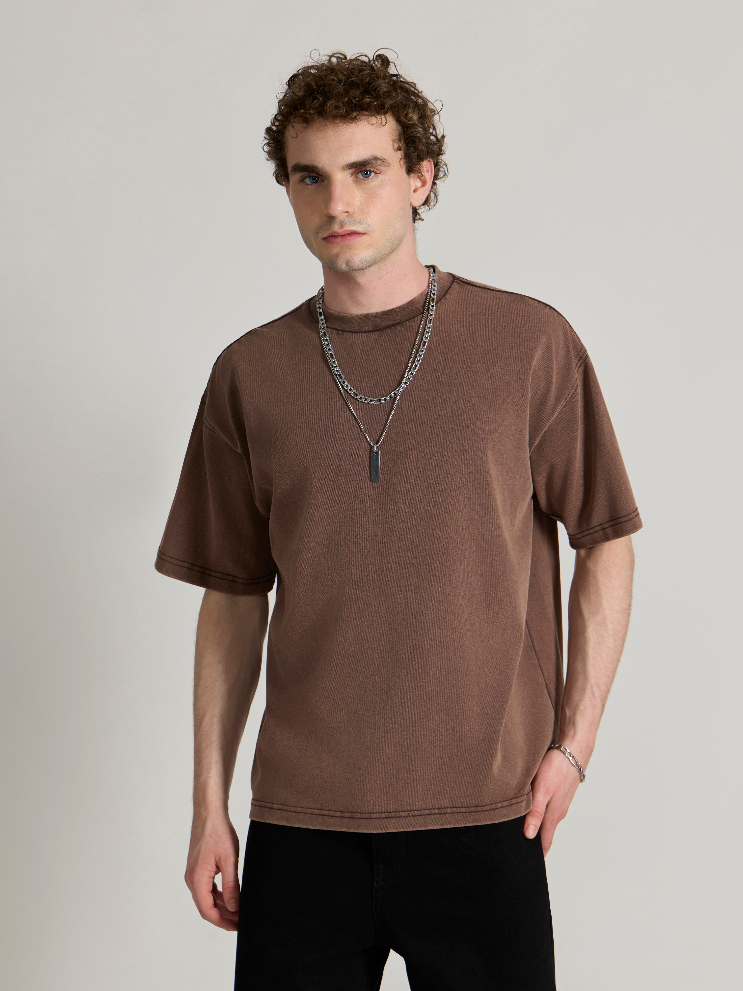  Men's Baggy T-Shirt - Brown