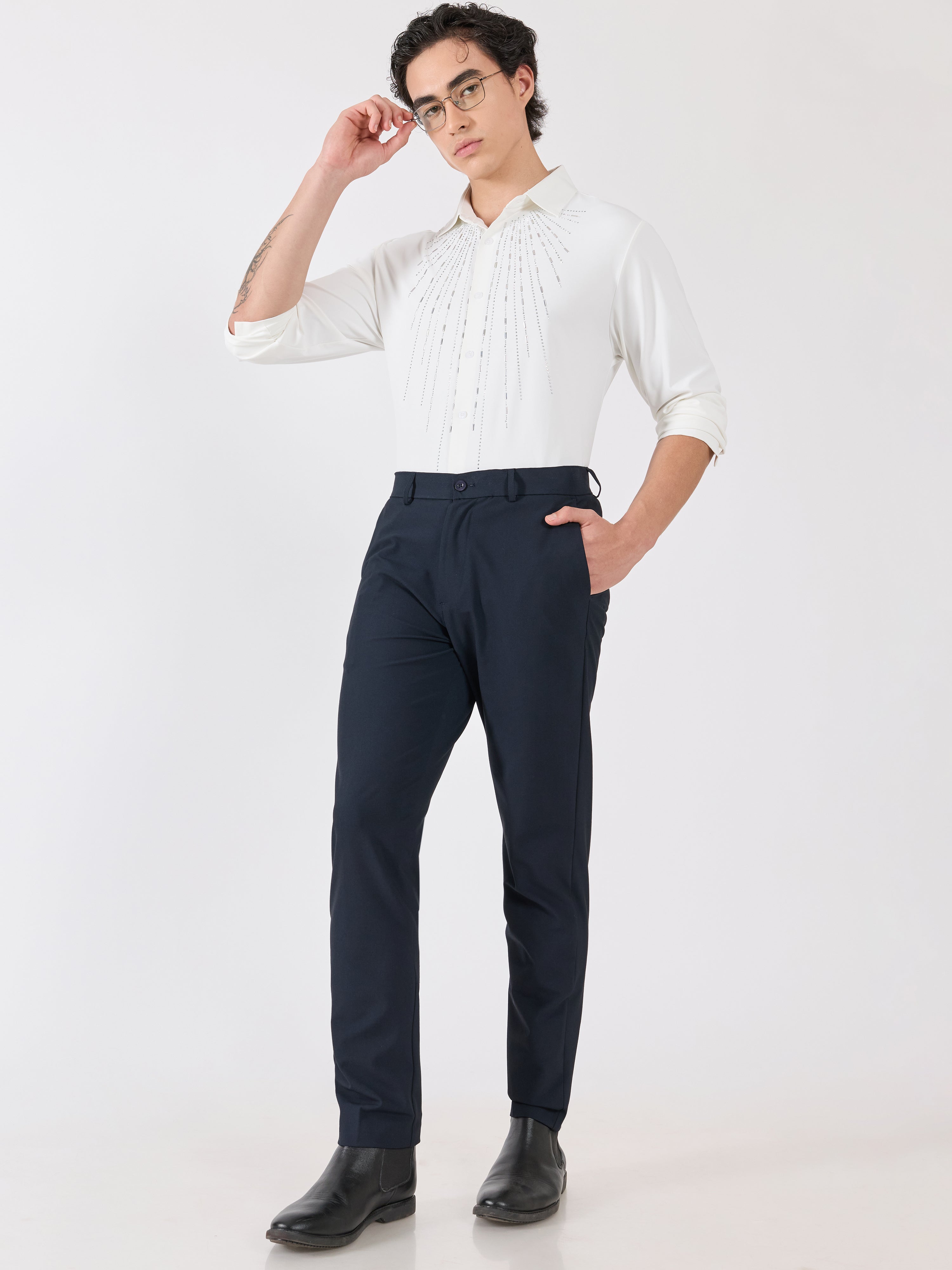 Men's Slim Fit Formal Pant - navy blue
