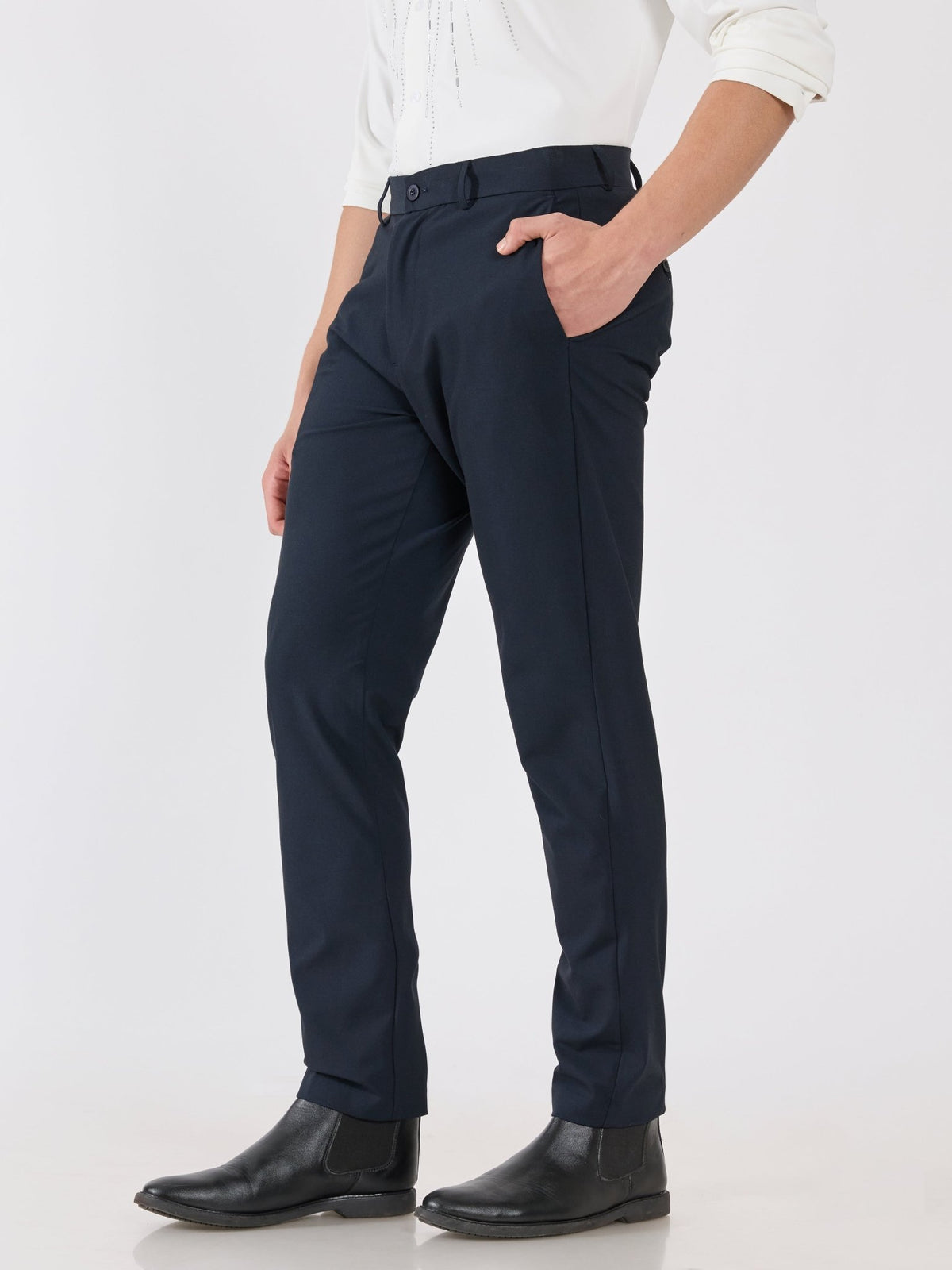 Alista - Slim Fit Formal Pant - Navy Blue - Espanshe
