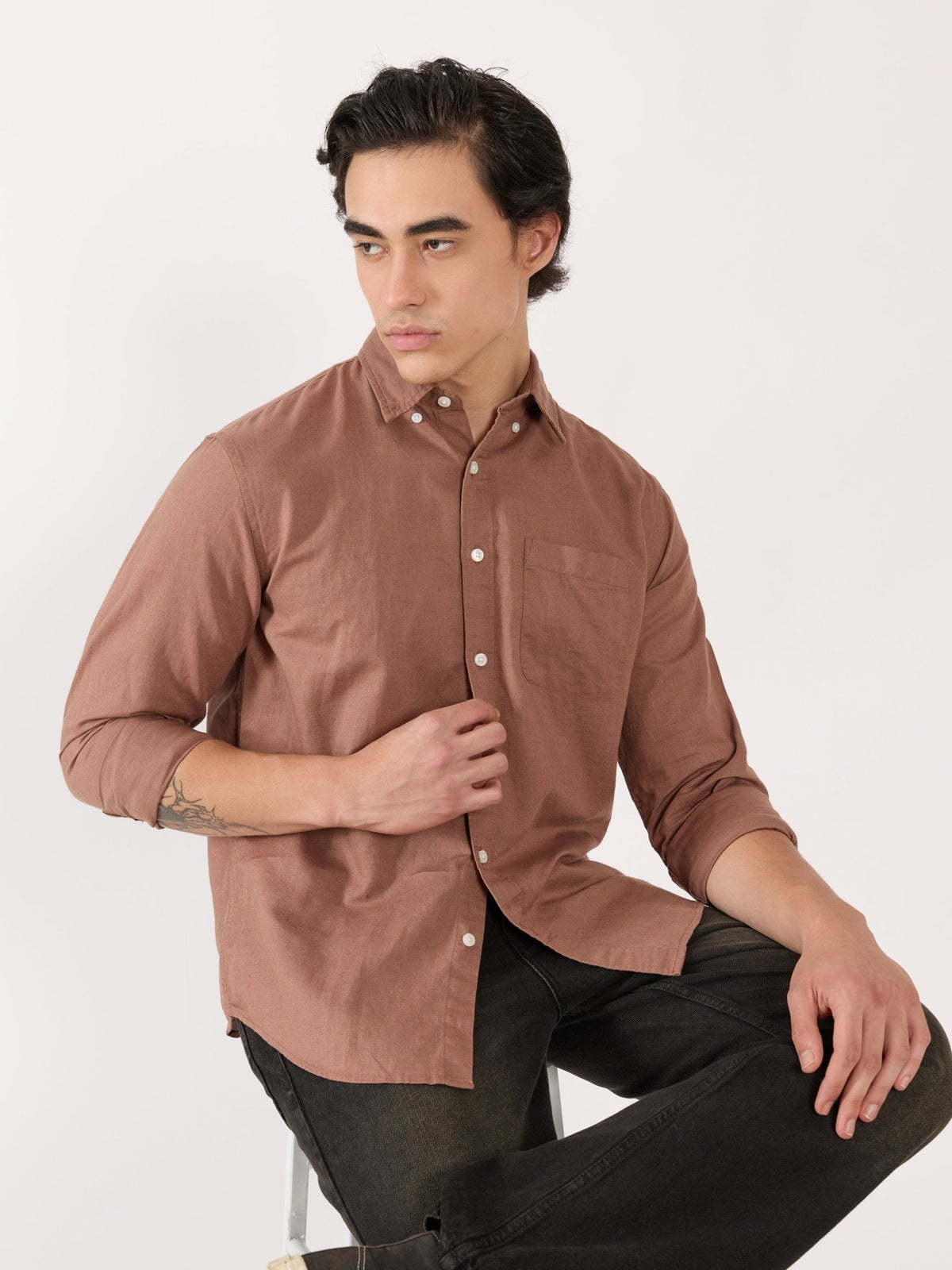Taloko - Relaxed Linen Shirt - Light Brown - Espanshe