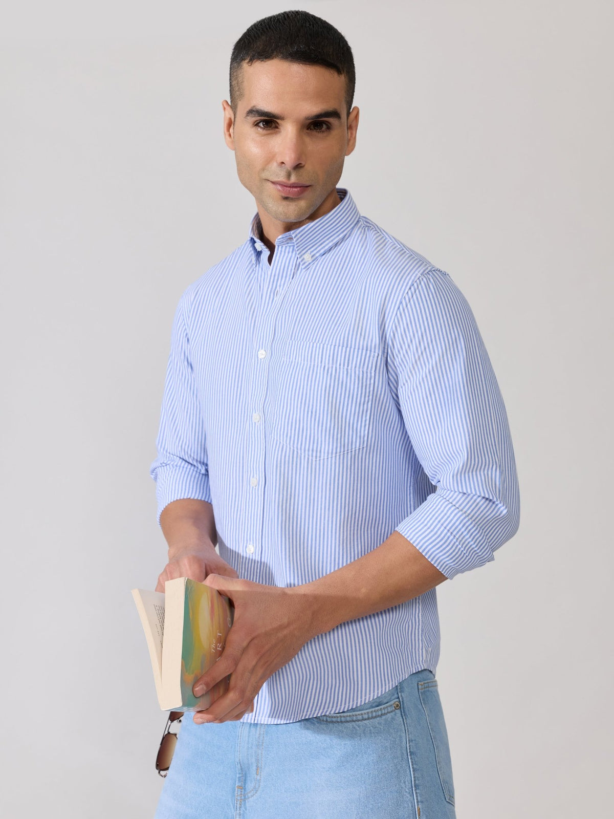 Neocut - Relaxed Striped Oxford Shirt - Blue - Espanshe