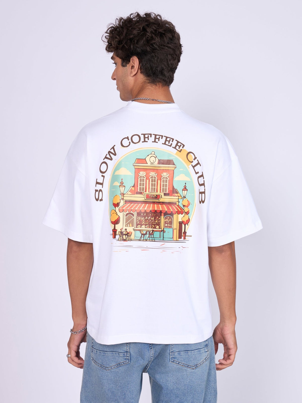 Everston - Brow Brew Printed Baggy T-Shirt - White - Espanshe