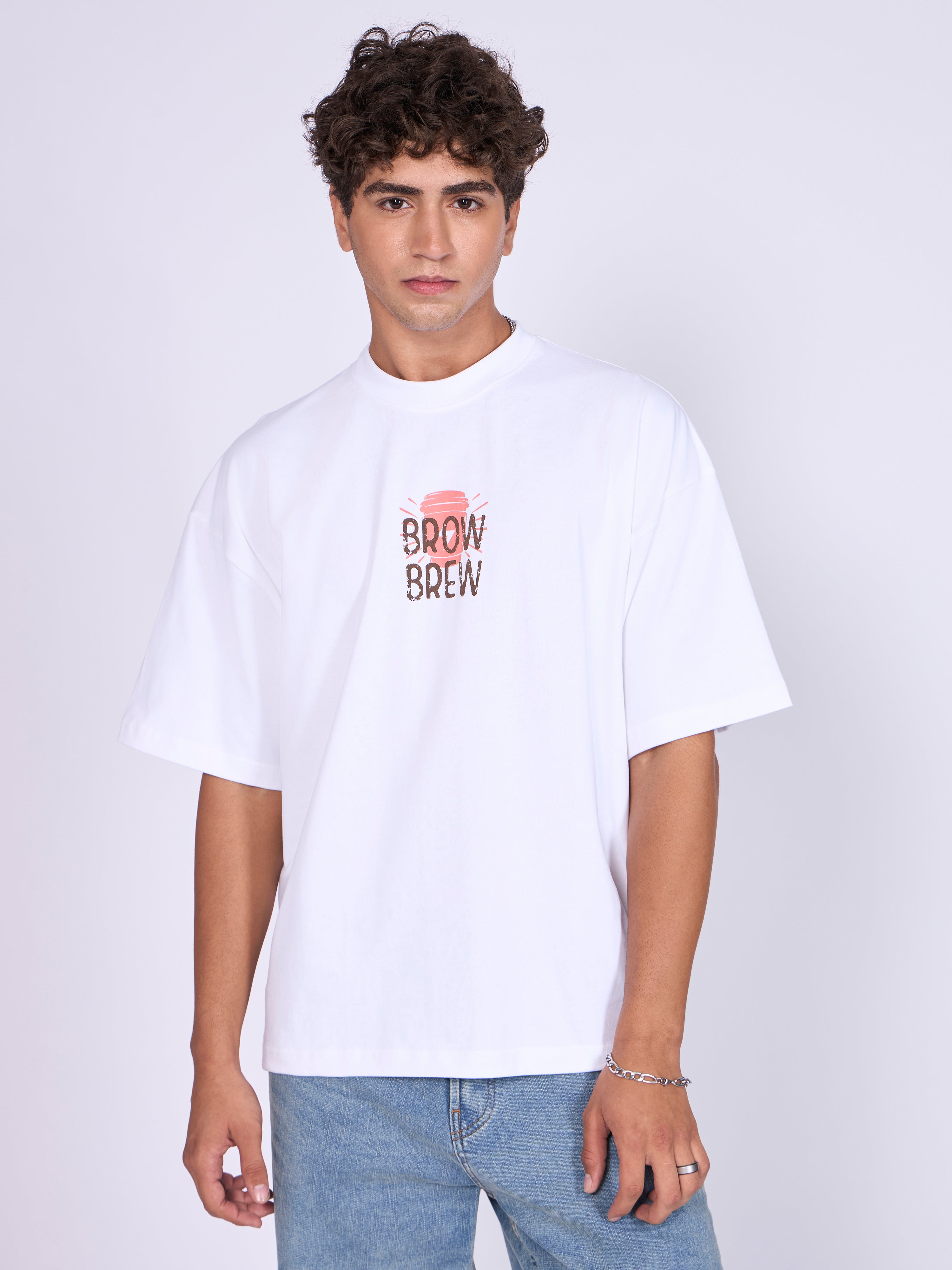 Men's Printed Baggy T-Shirt - white