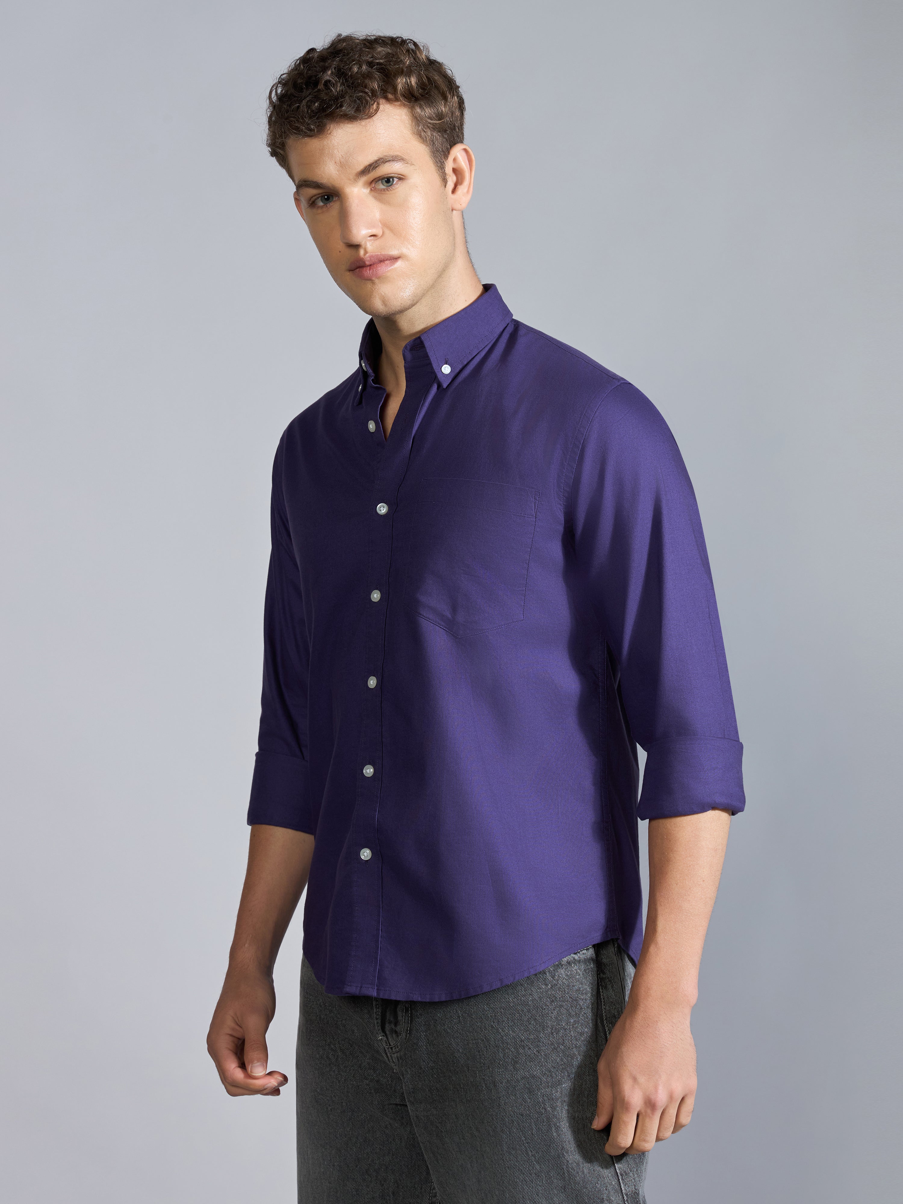 Flux - Relaxed Fit Oxford Shirt - Purple