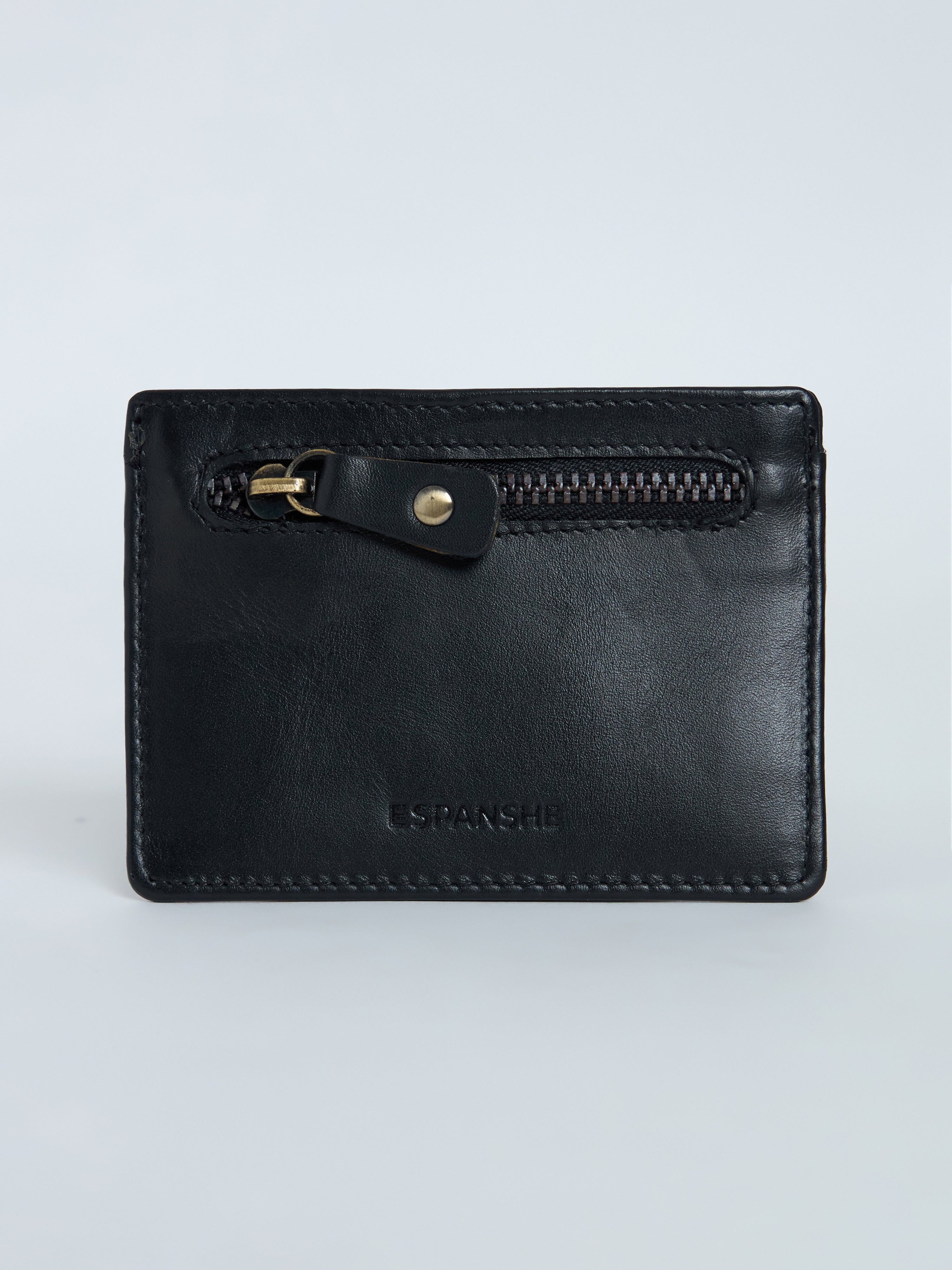 Arctic-9 - Card Holder Leather Zip Wallet - Black