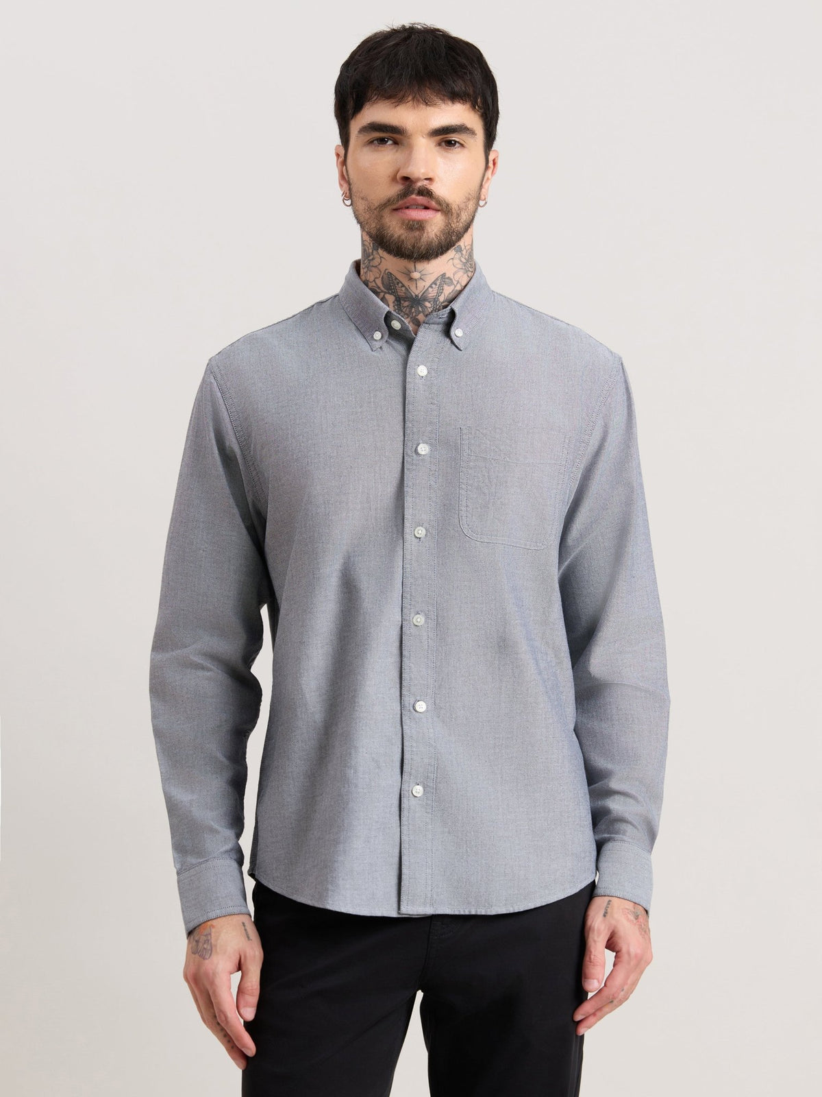 Zena - Relaxed Fit Oxford Shirt - Dark Grey - Espanshe