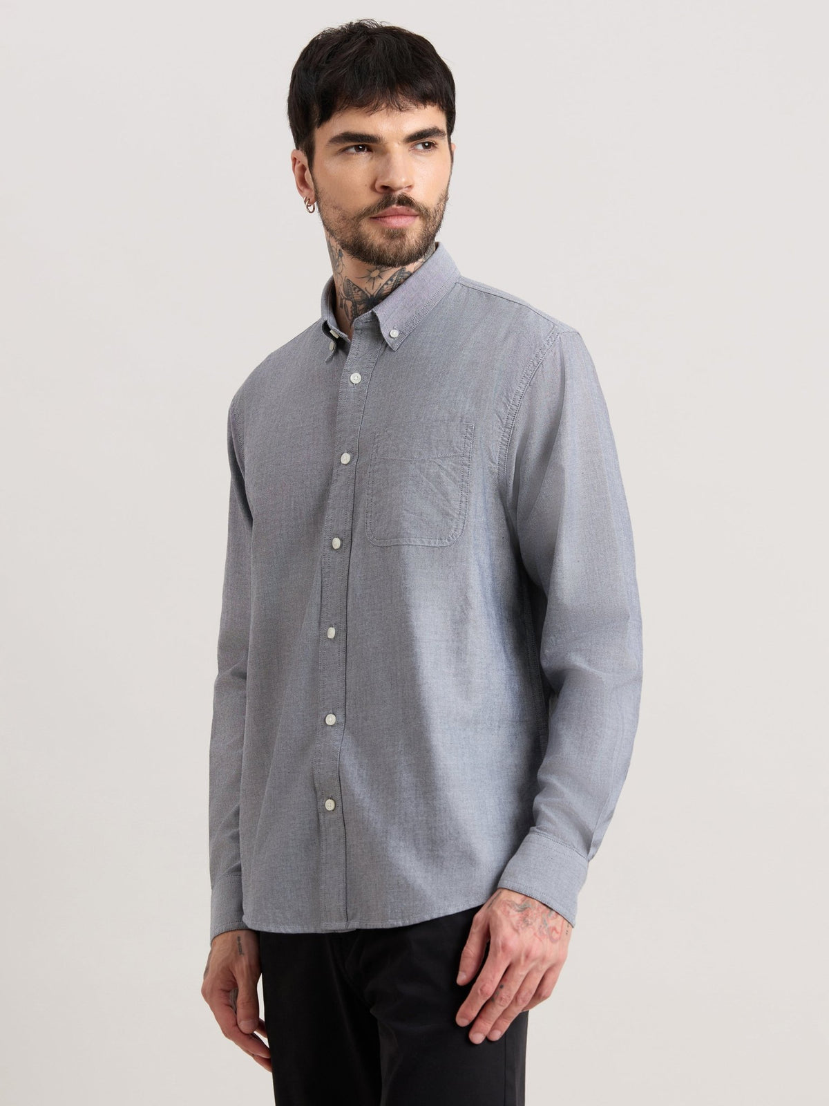 Zena - Relaxed Fit Oxford Shirt - Dark Grey - Espanshe