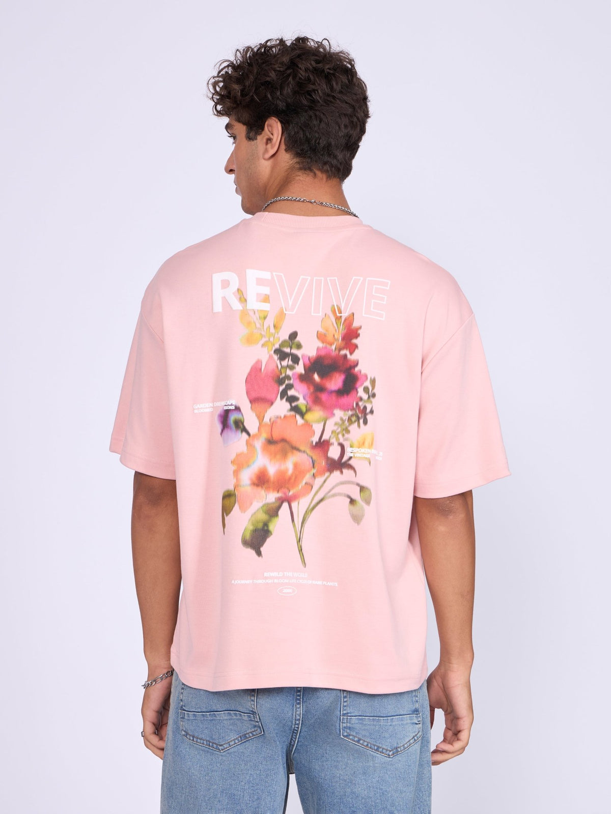 Trace - Revive Printed Loose Fit T-Shirt - Pink - Espanshe