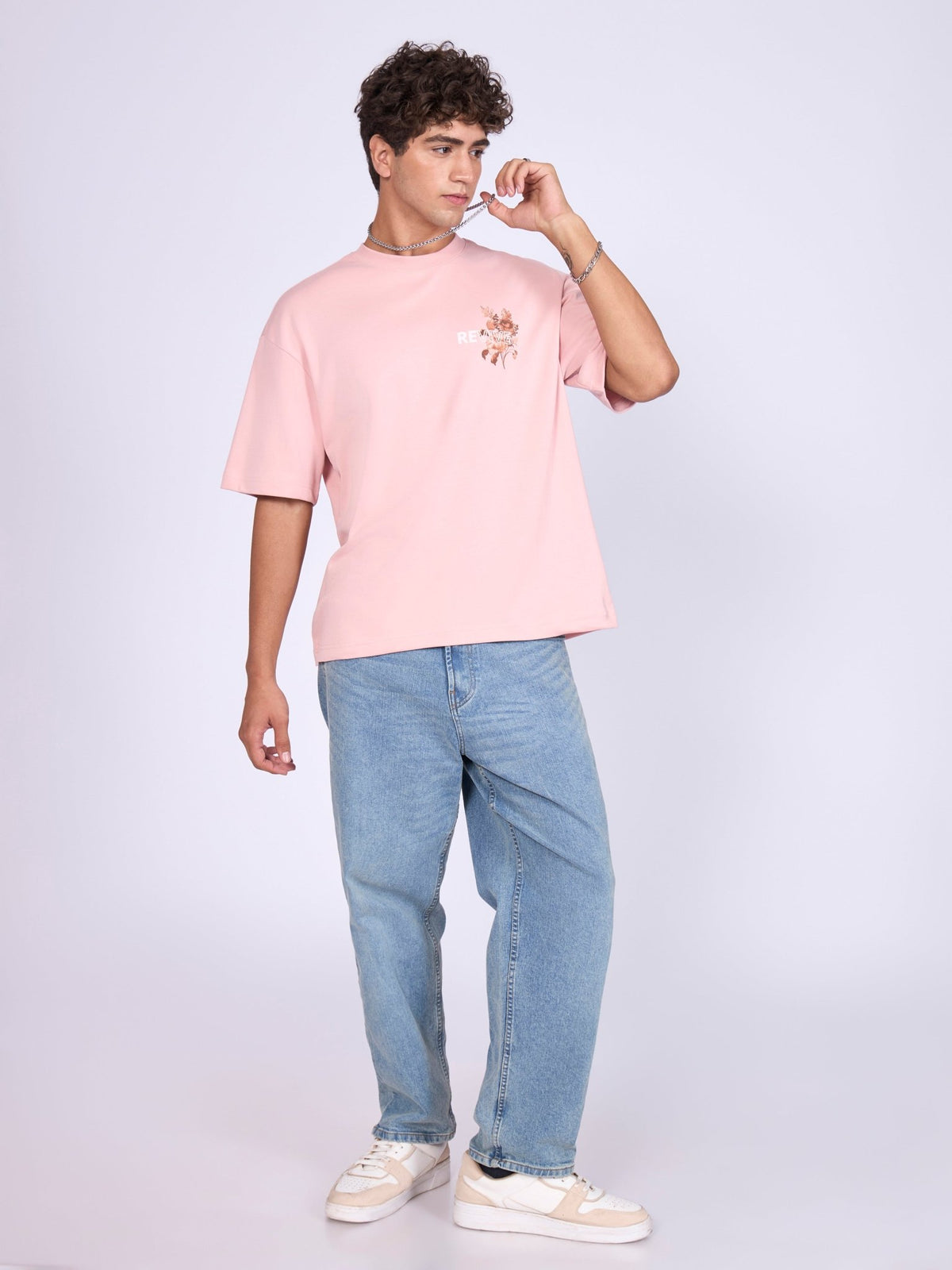Trace - Revive Printed Loose Fit T-Shirt - Pink - Espanshe