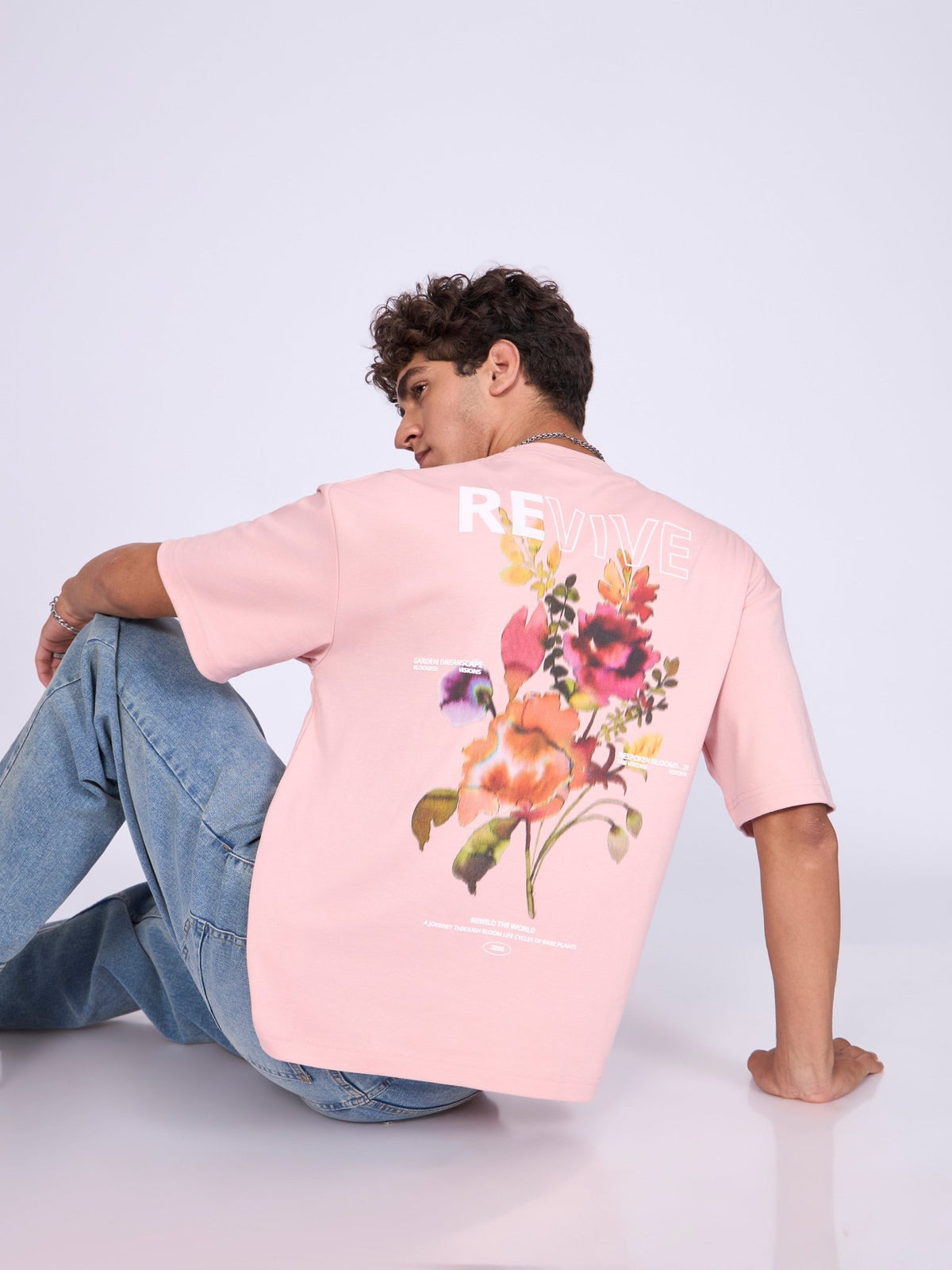 Trace - Revive Printed Loose Fit T-Shirt - Pink - Espanshe