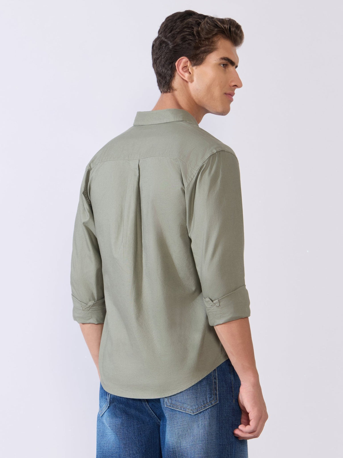 Flux - Relaxed Fit Oxford Shirt - Basil Green - Espanshe