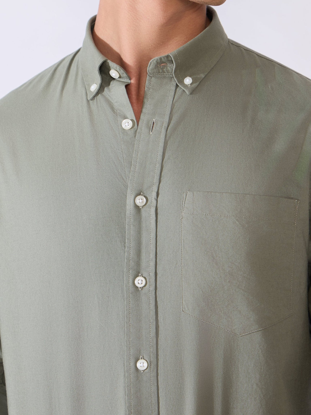 Flux - Relaxed Fit Oxford Shirt - Basil Green - Espanshe