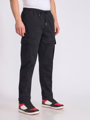 Men's jogger pant in black with elasticated drawstring
