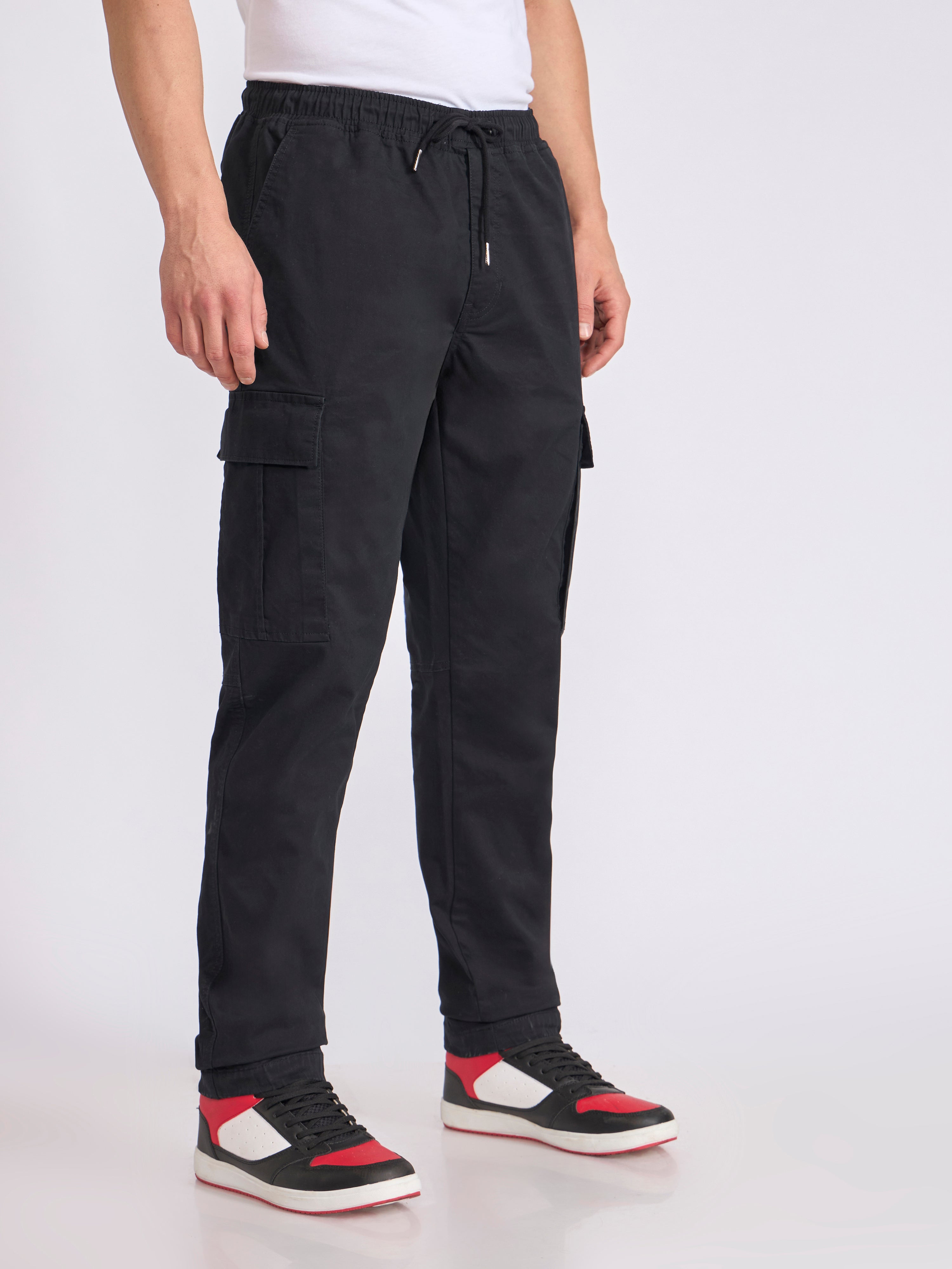 Men's jogger pant in black with elasticated drawstring