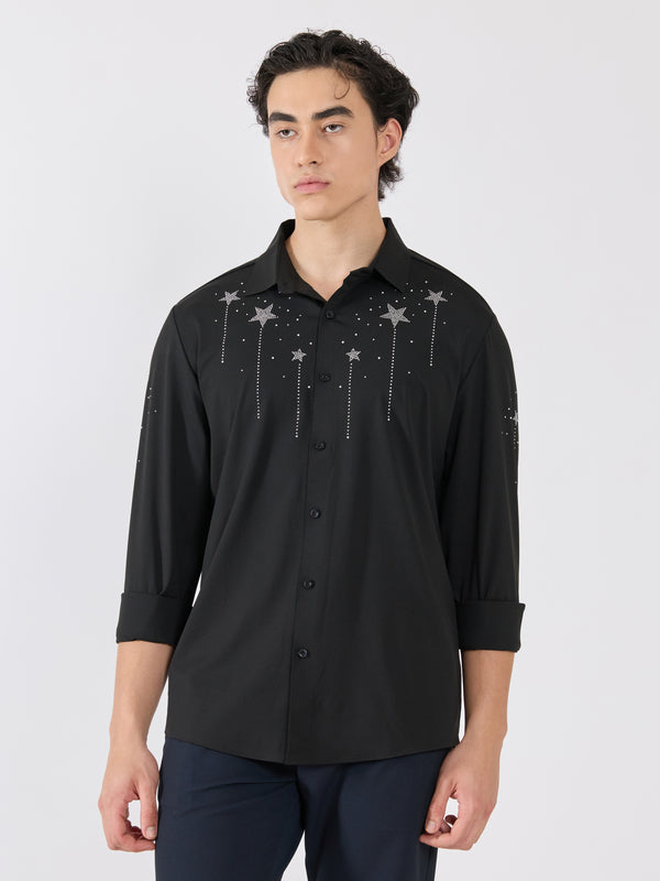 Osmond - Celestial Charm Embellished Shirt - Black