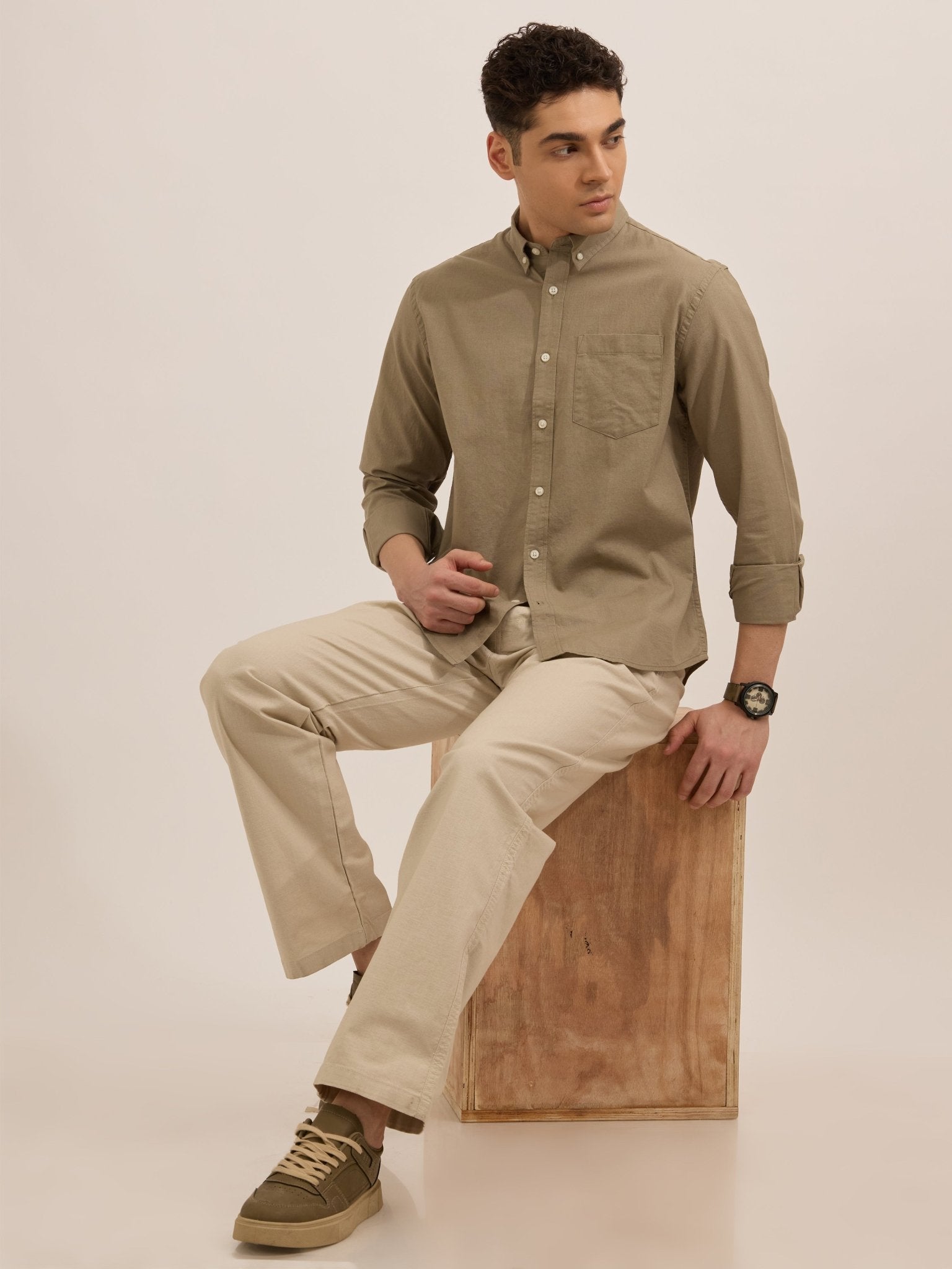 Tokarev - Comfort Fit Cotton trousers - Off White - Espanshe