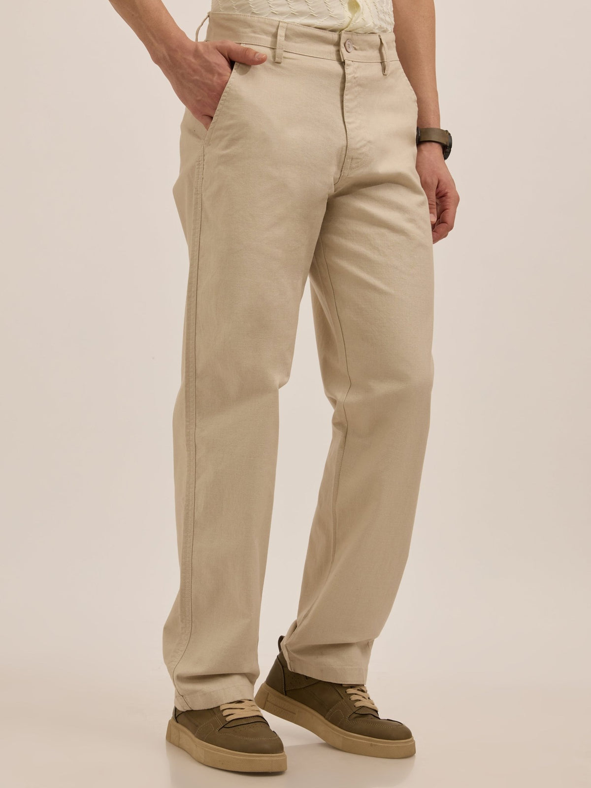 Tokarev - Comfort Fit Cotton trousers - Off White - Espanshe