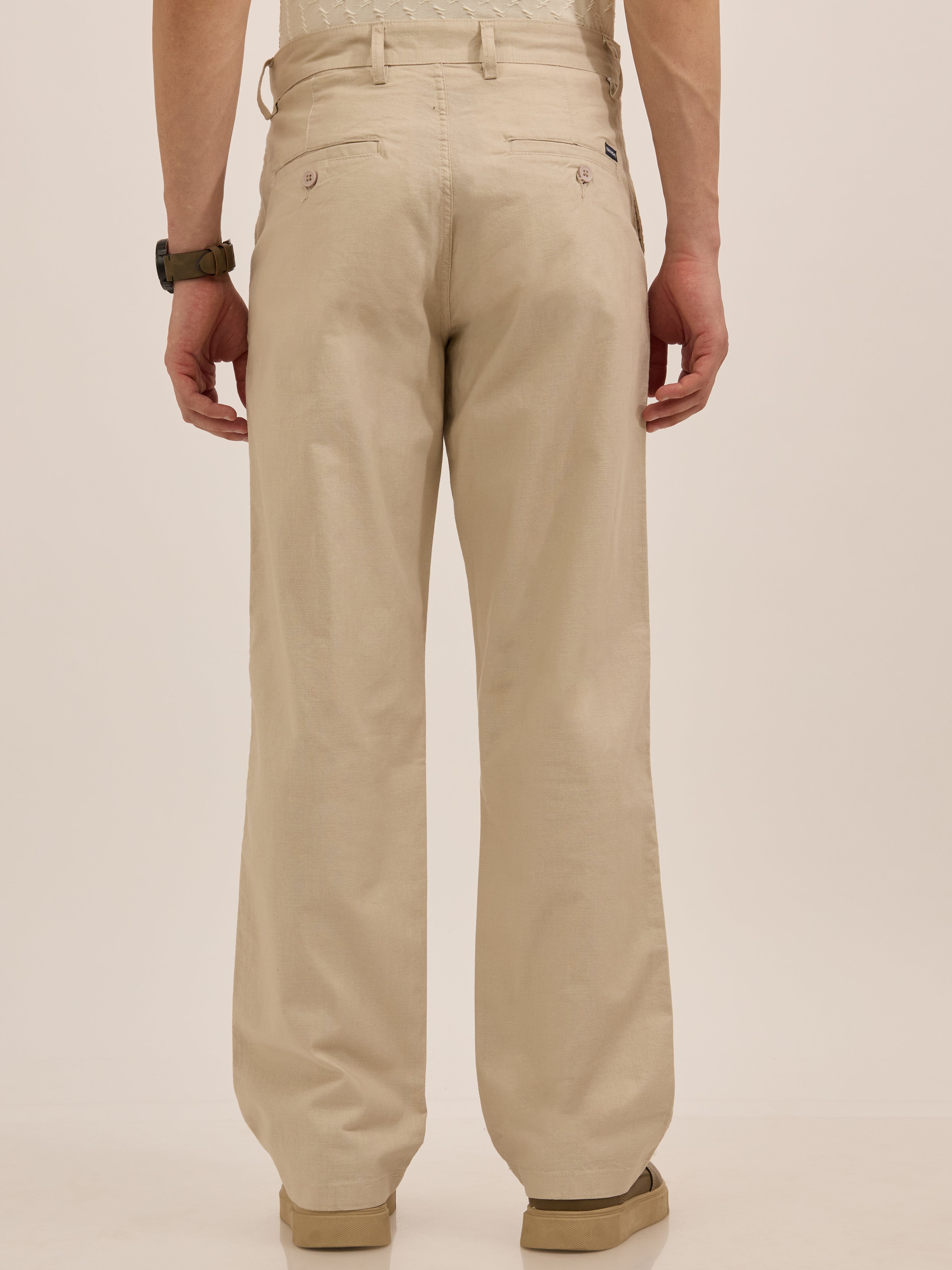 men's Comfort Fit Cotton trousers - Off White