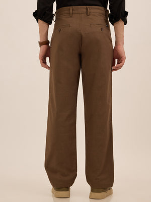 Men's Relaxed Fit Cotton Trouser -  brown