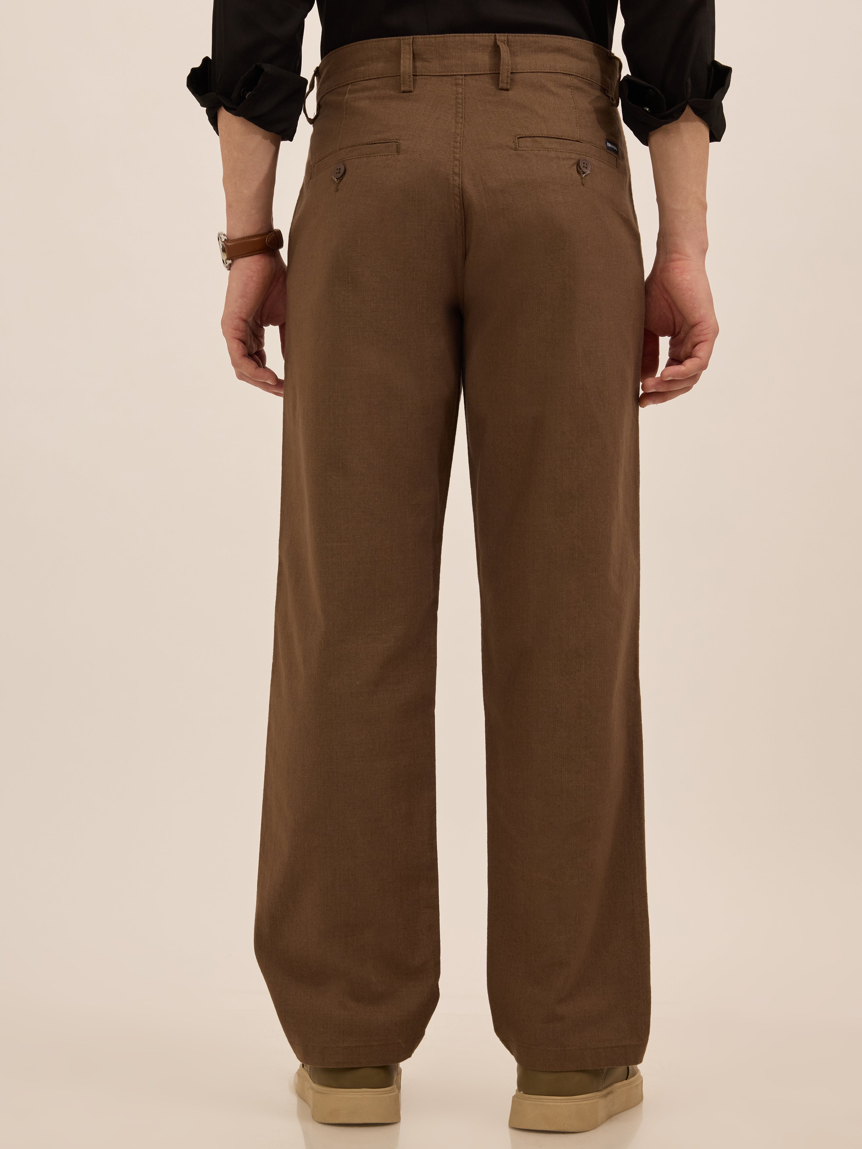 Men's Relaxed Fit Cotton Trouser -  brown