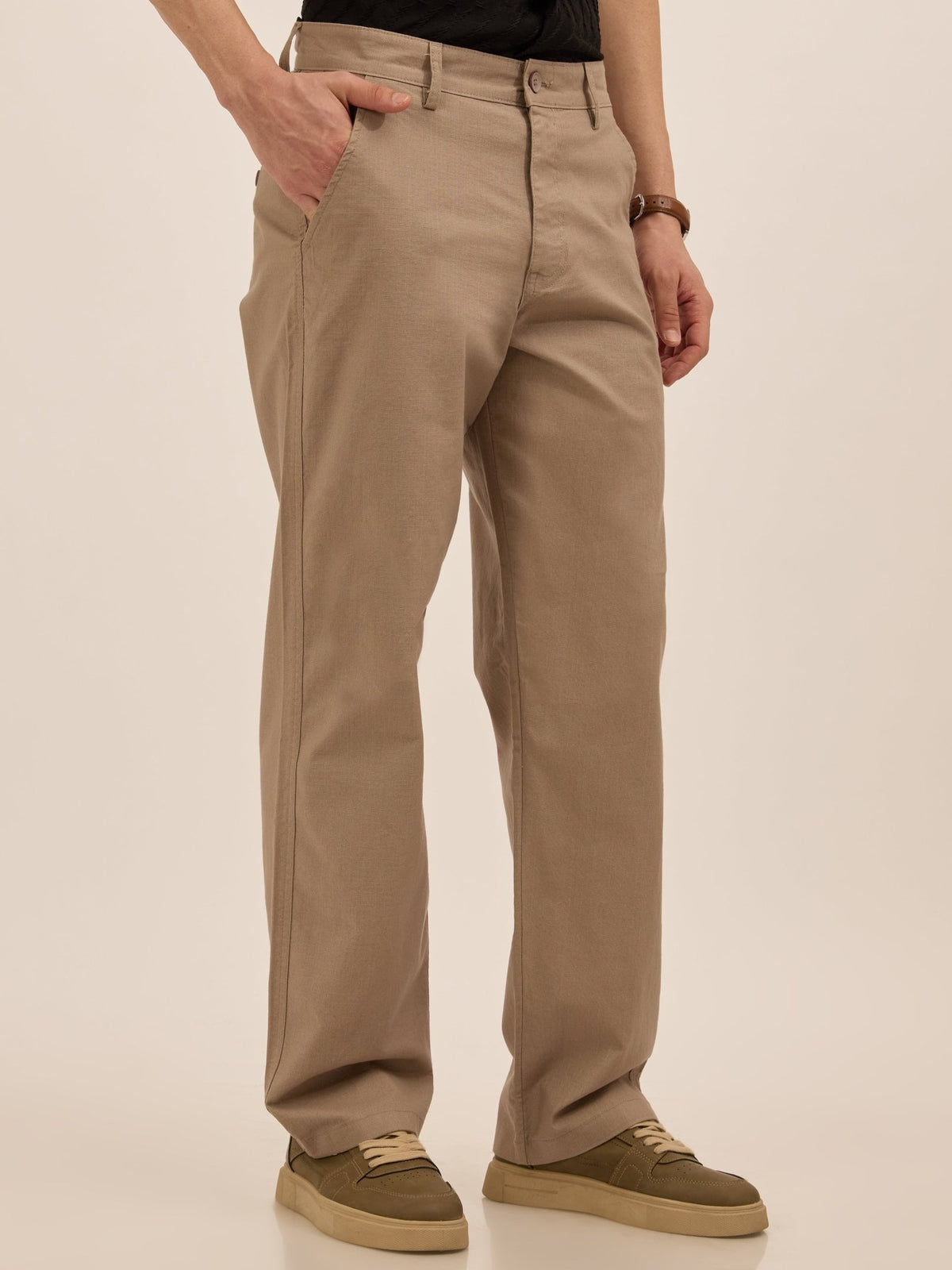 Tokarev - Comfort Fit Cotton trousers - Beige - Espanshe