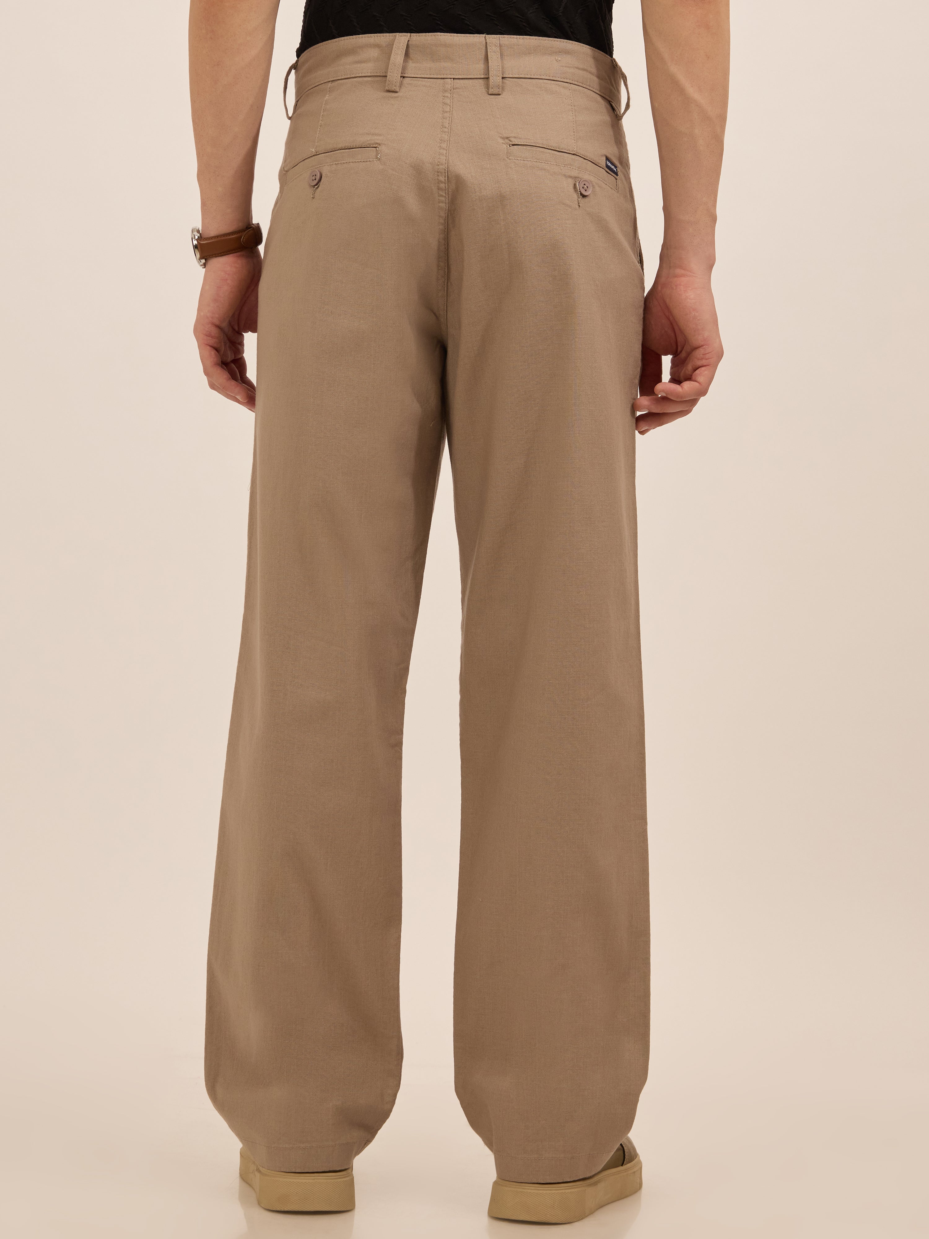 Men's comfort Fit Cotton Trouser -  beige