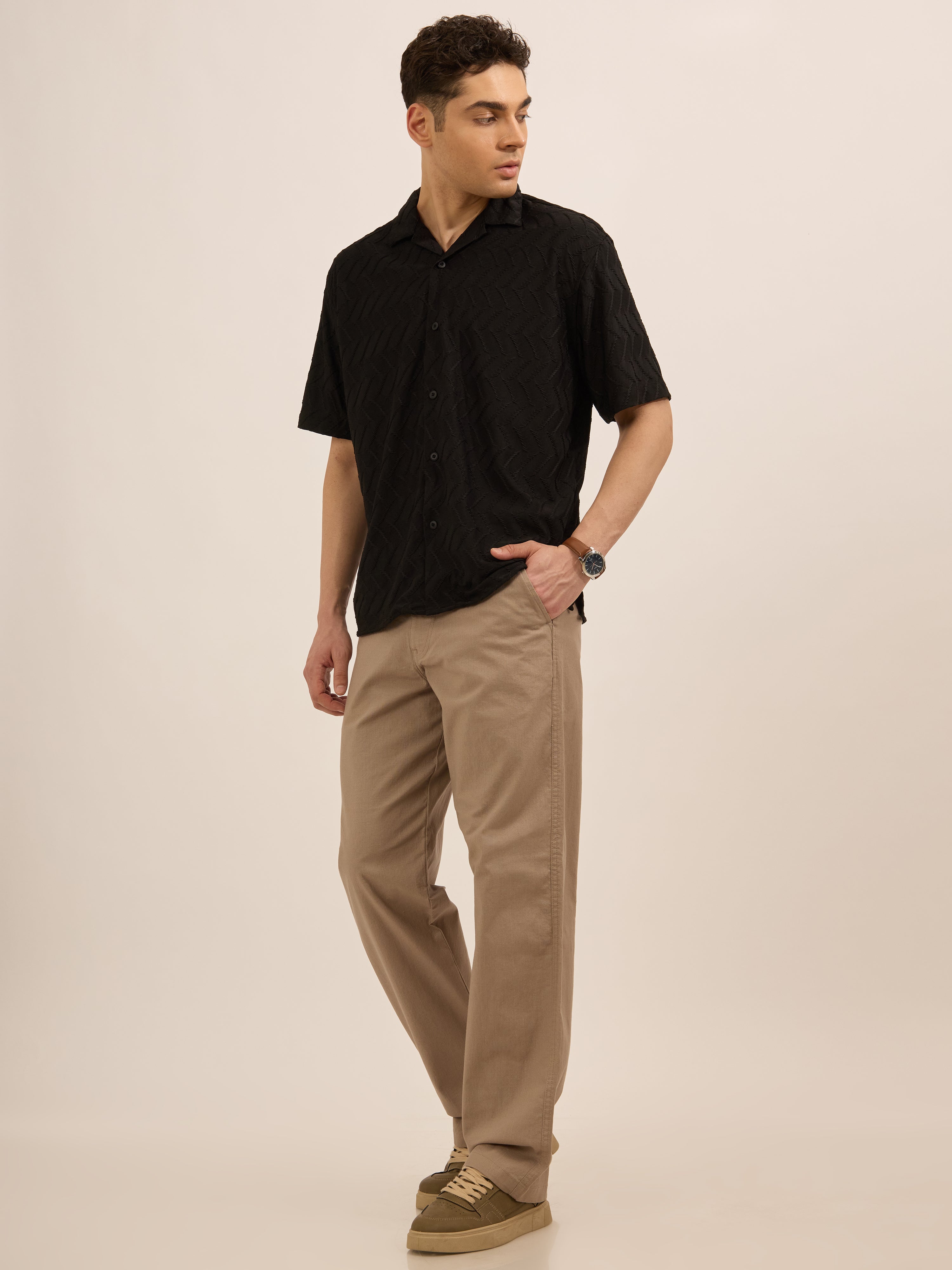 Men's comfort Fit Cotton Trouser -  beige