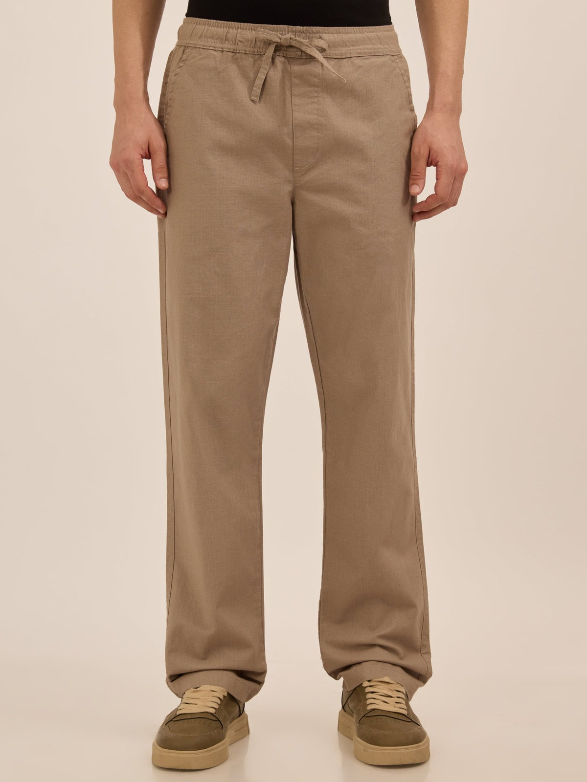 Luxeloom - Relaxed Fit Cotton Trouser - Beige - Espanshe
