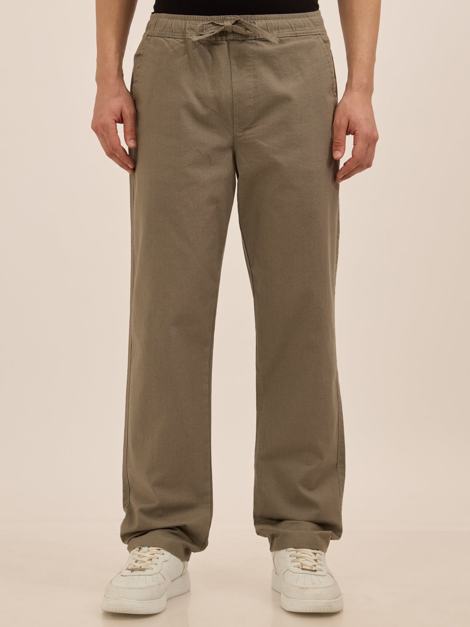 Luxeloom - Relaxed Fit Cotton Trouser - Smoke Green - Espanshe