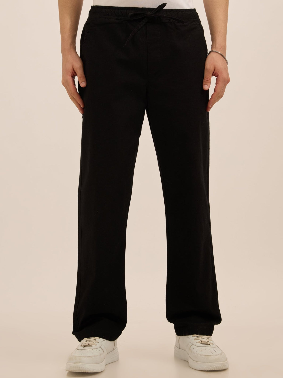 Luxeloom - Relaxed Fit Cotton Trouser - Black - Espanshe