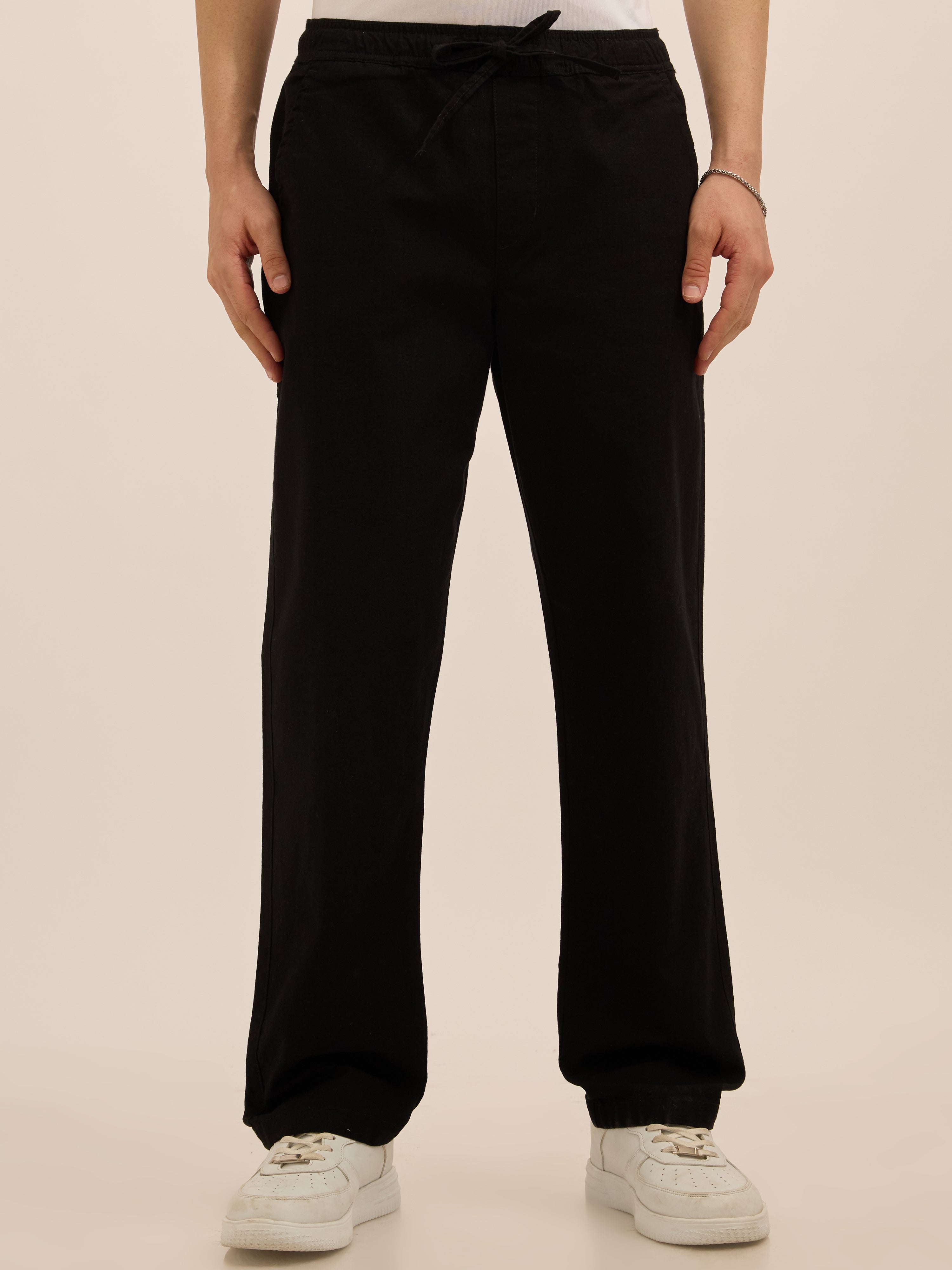 Men's Relaxed Fit Cotton Trouser -  black