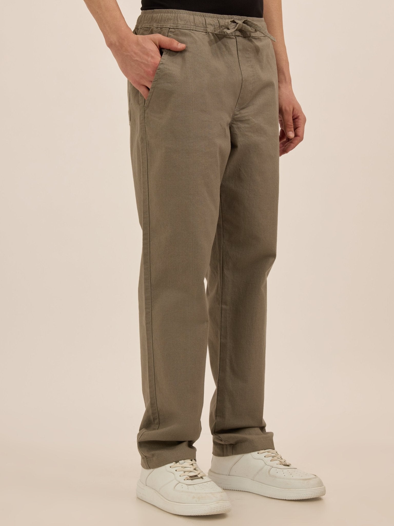 Luxeloom - Relaxed Fit Cotton Trouser - Smoke Green - Espanshe