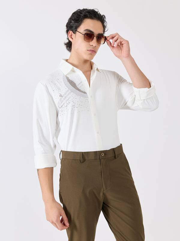 Osmond - Midnight Galaxy Embellished Shirt - White