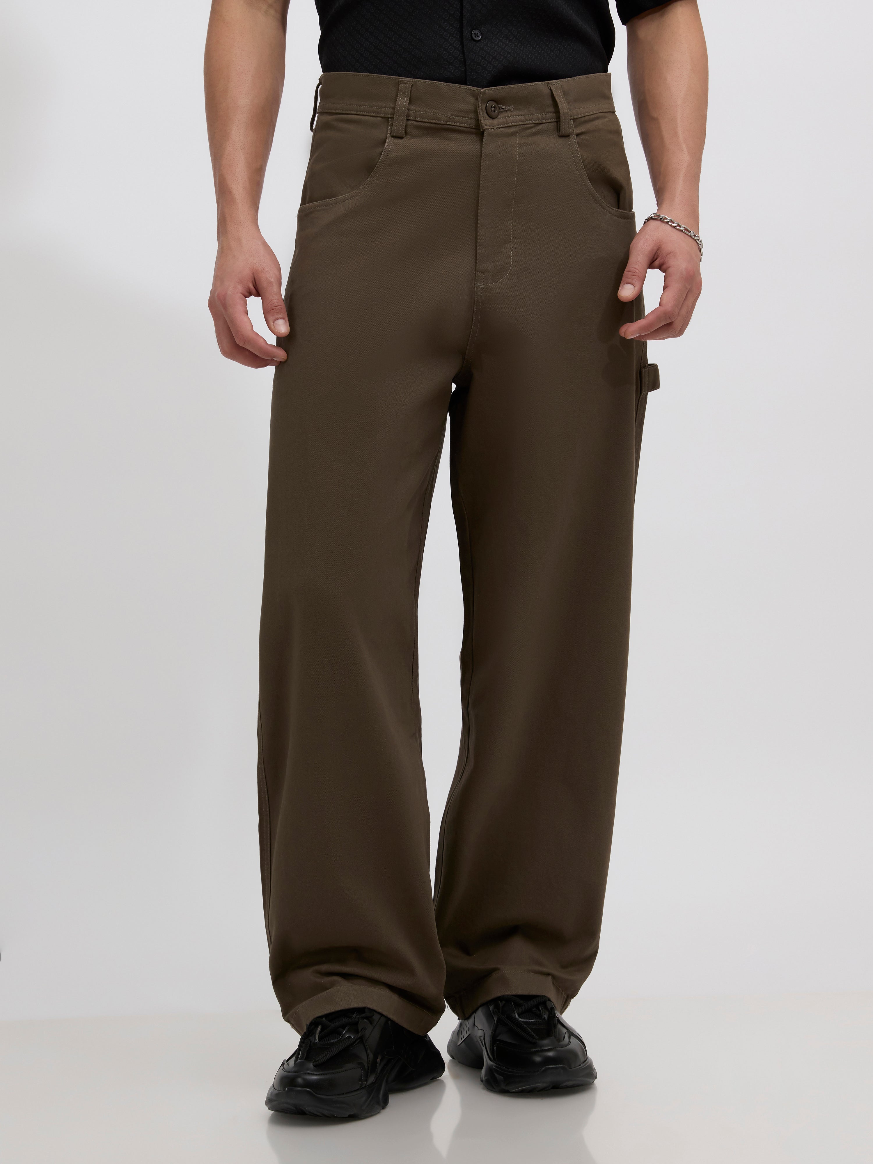 men's army green supper baggy fit from cotton and lycra blend.