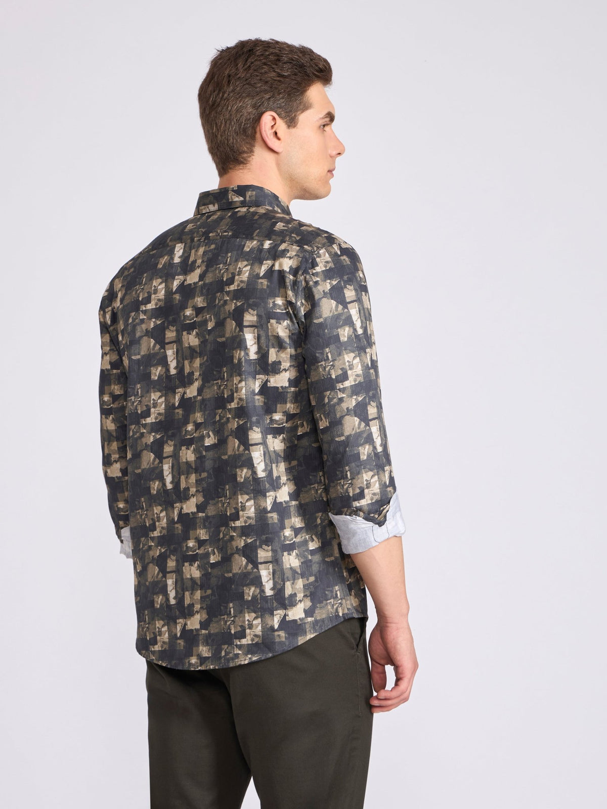 Ulfred - Satin Digital Printed Shirt - Olive Green - Espanshe