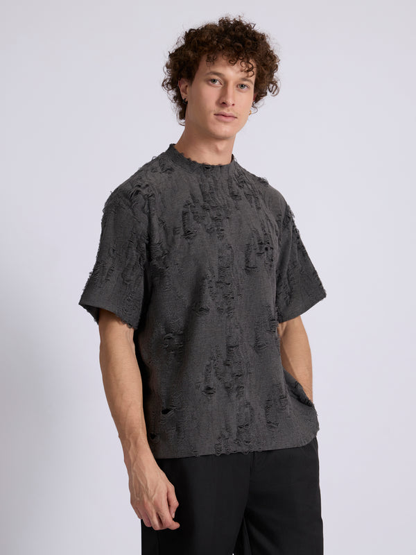 Wexley - Distressed T Shirt - Dark Gray