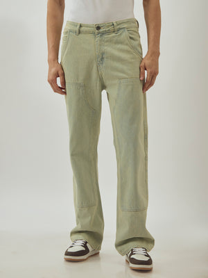 men's flared jeans in stained blue