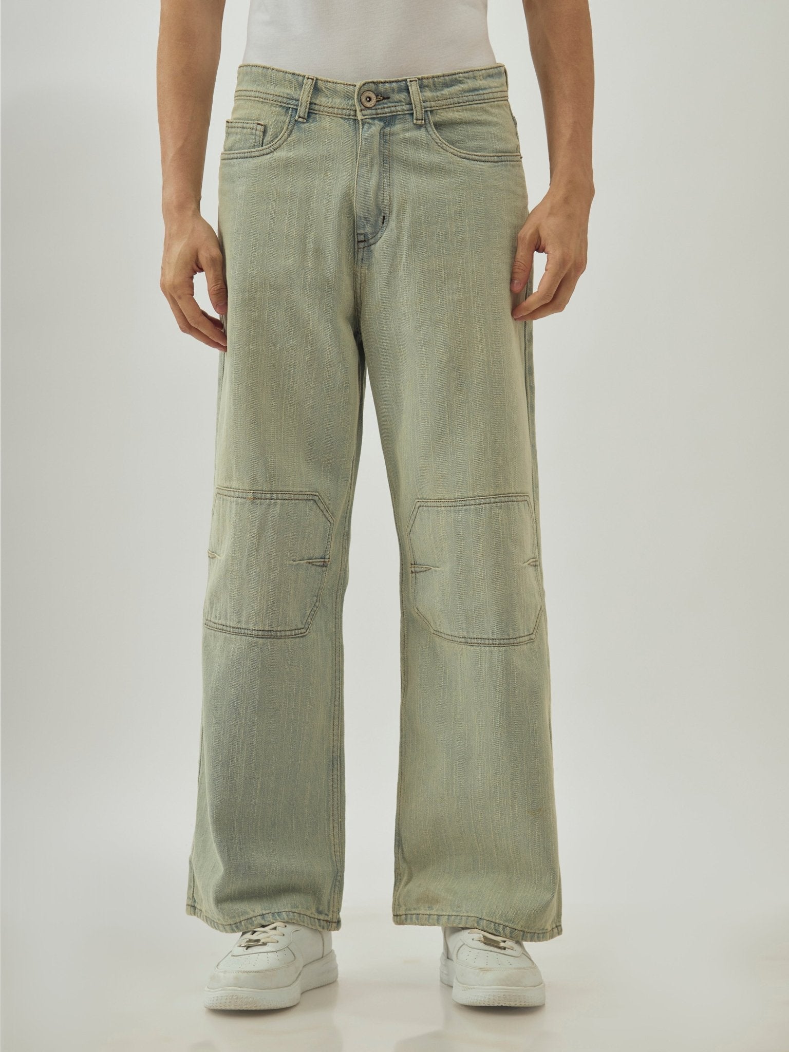 Coastal - Baggy Fit Jeans - Sage Green - Espanshe
