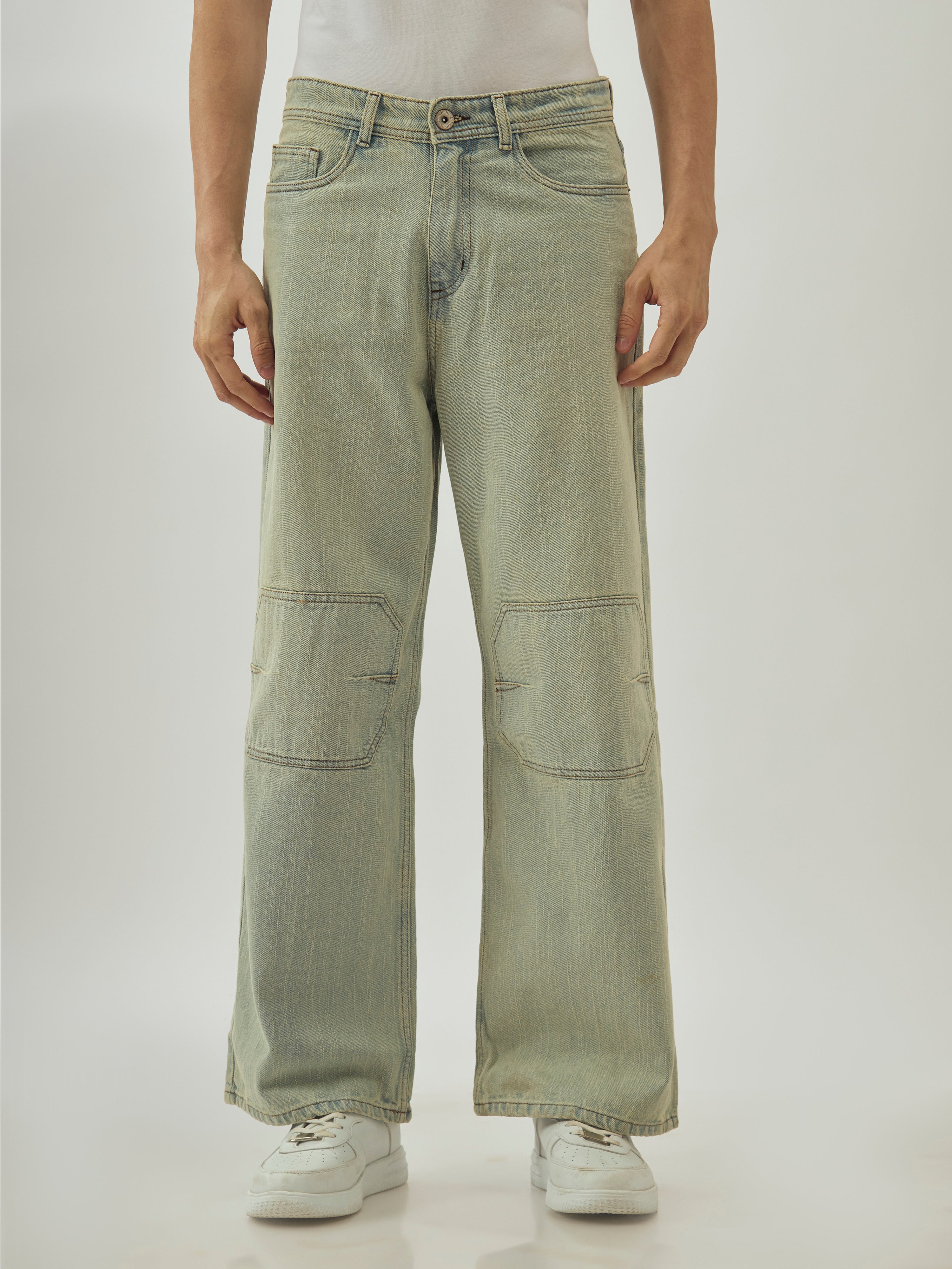 Men's  Baggy Fit Jeans in sage green