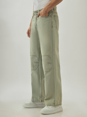 Men's  Baggy Fit Jeans in sage green