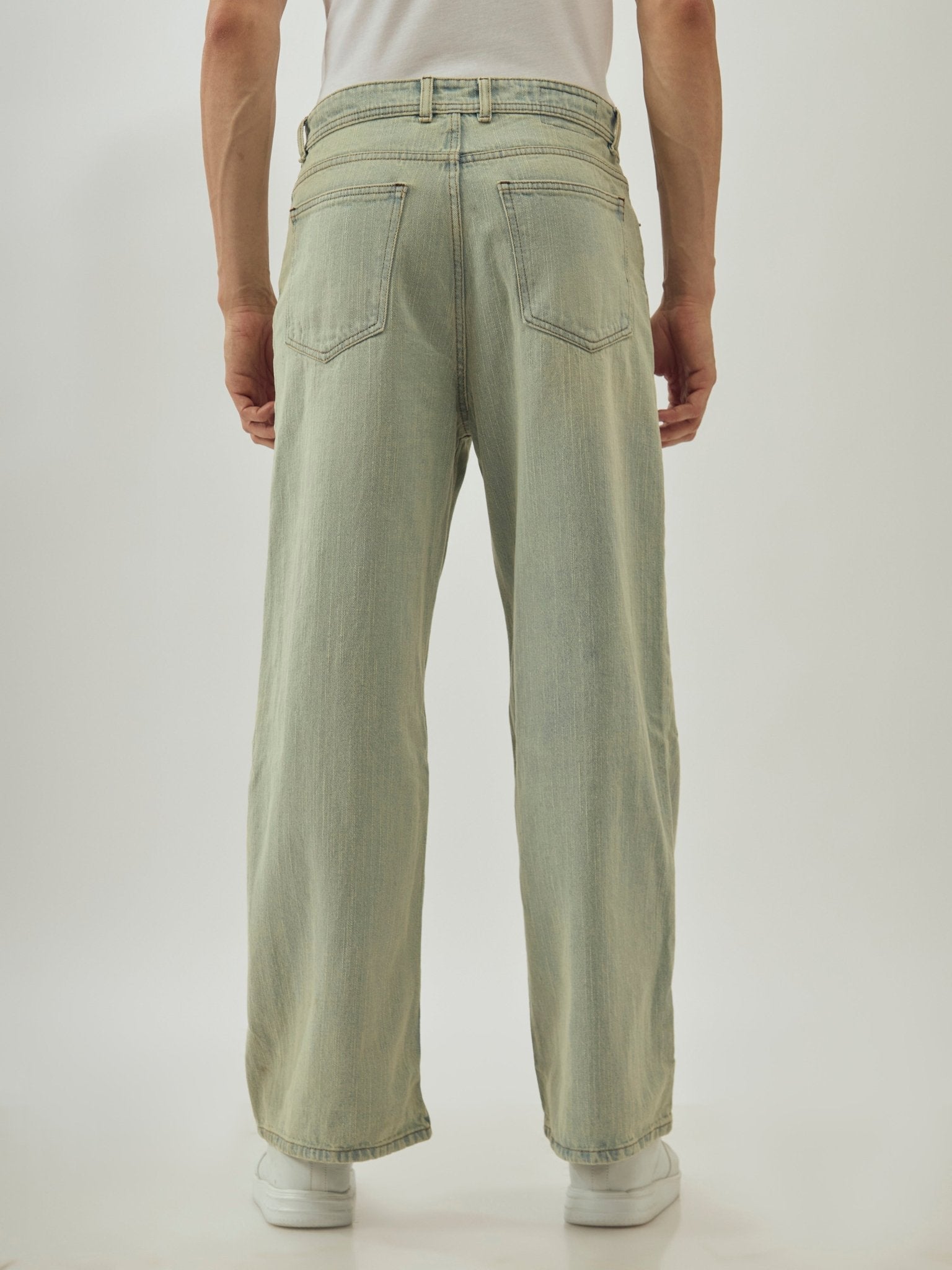 Coastal - Baggy Fit Jeans - Sage Green - Espanshe