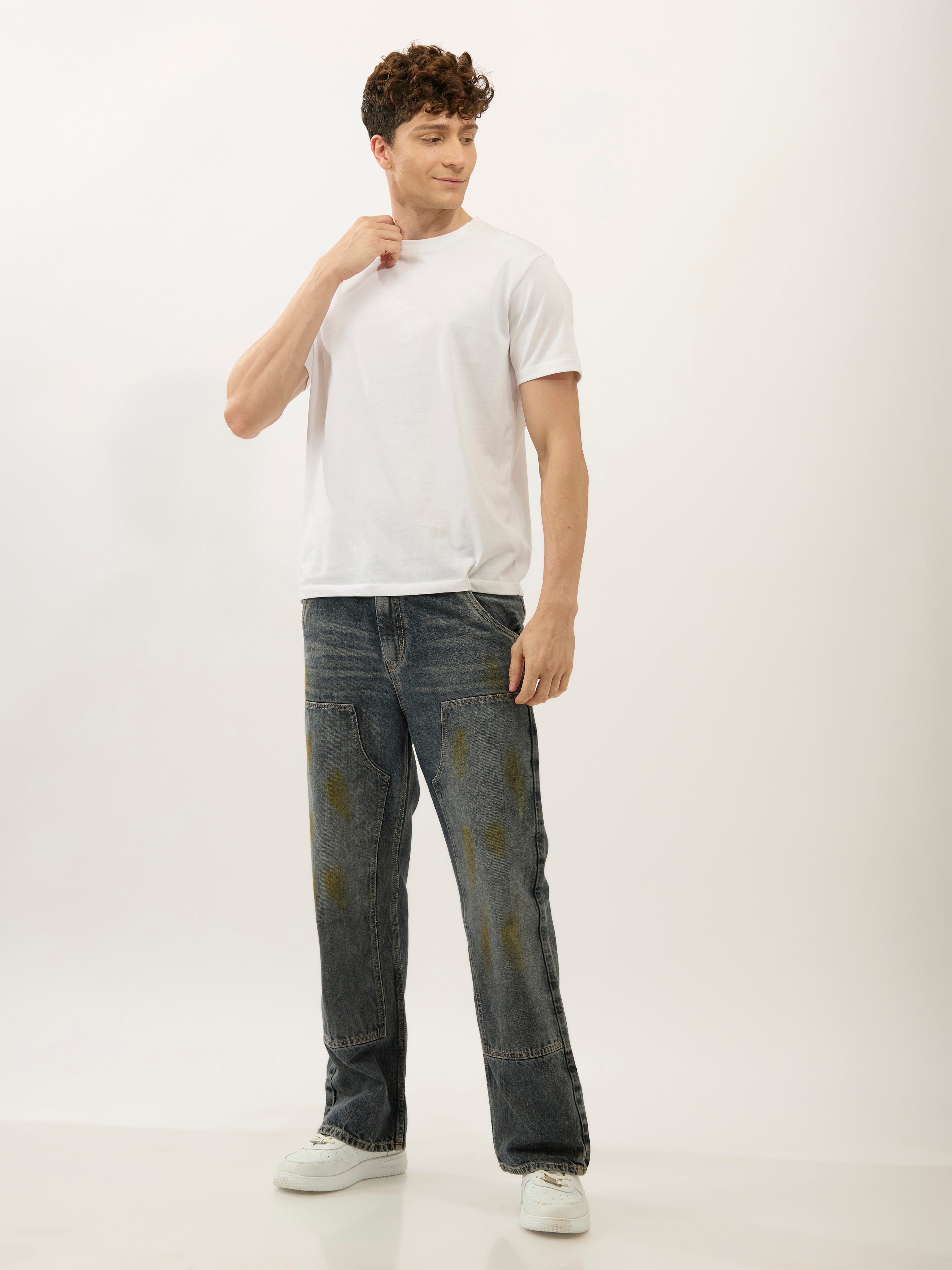 men's flared jeans in dark blue