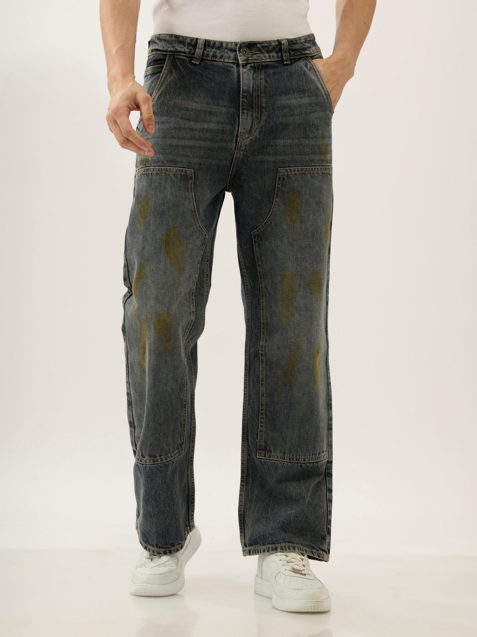Retro - Flared Jeans - Stained Black - Espanshe