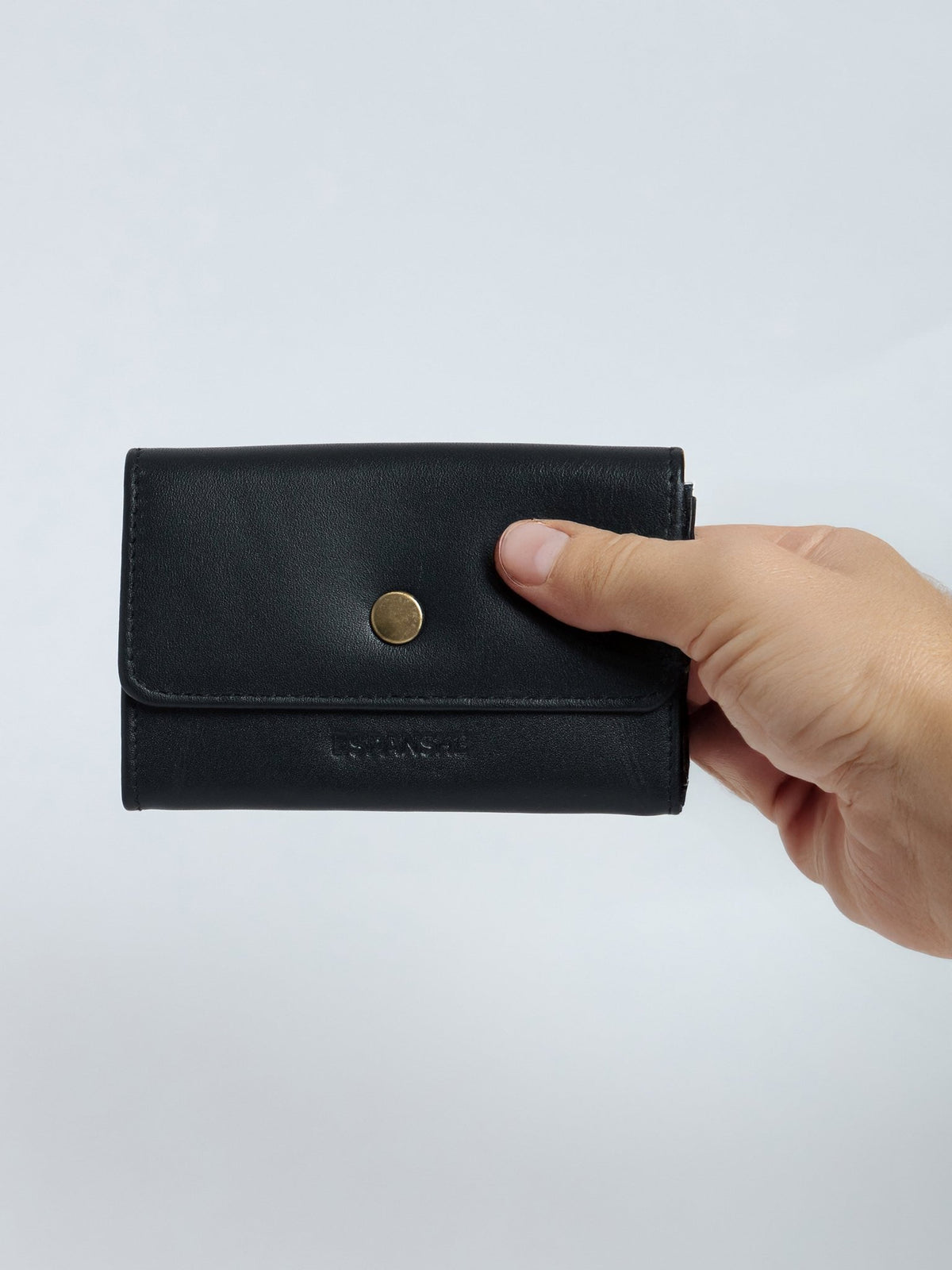 Arctic-4 - Snap Button Leather Wallet - Black - Espanshe