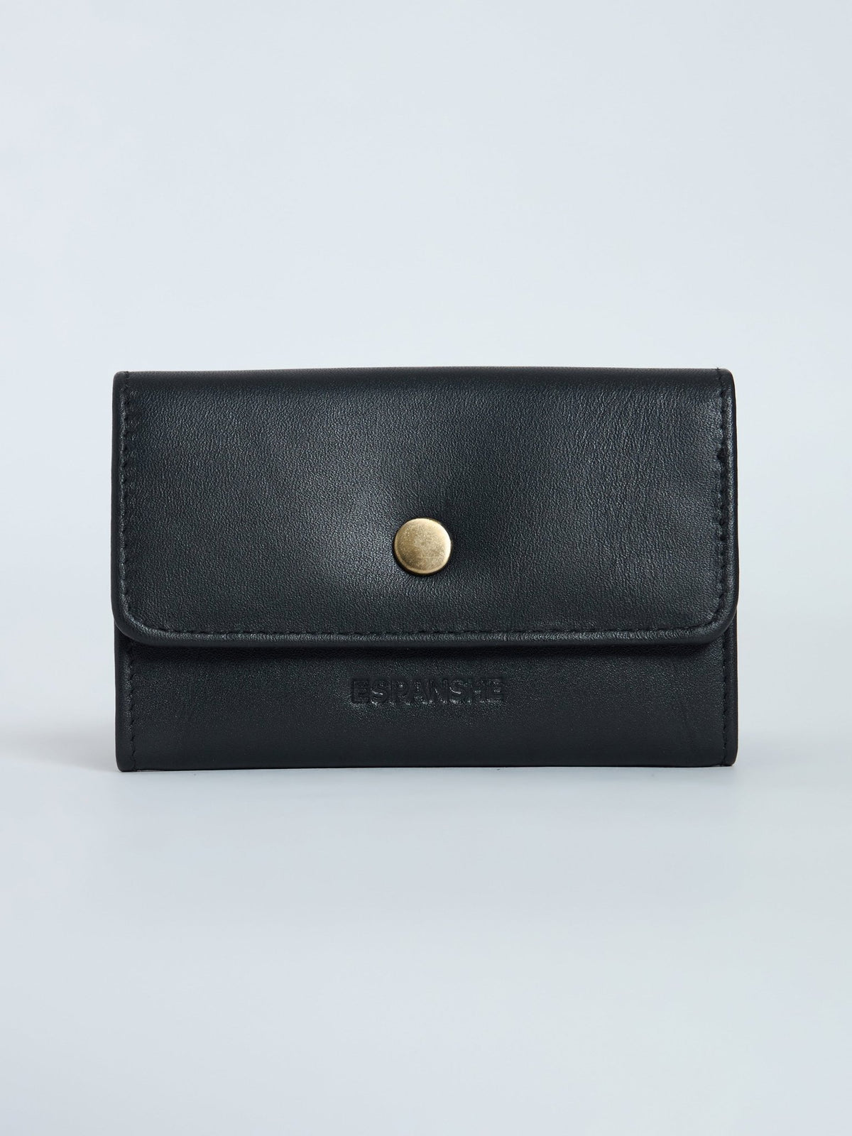 Arctic-4 - Snap Button Leather Wallet - Black - Espanshe