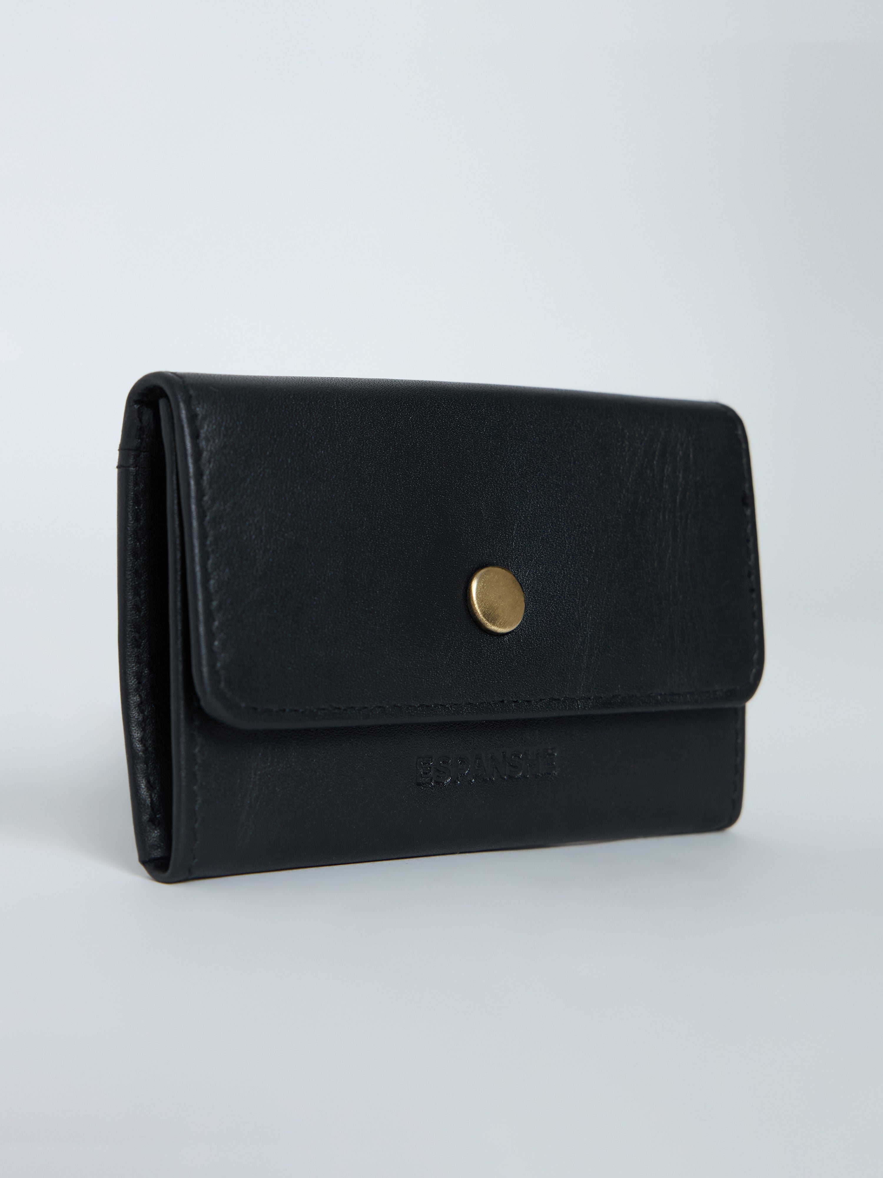 Arctic-4 - Snap Button Leather Wallet - Black