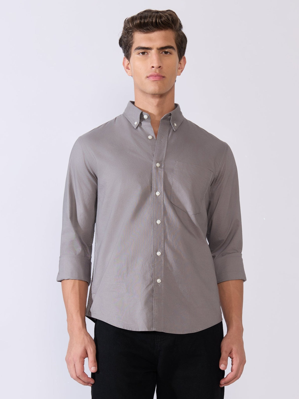 Flux - Relaxed Fit Oxford Shirt - Dark Grey - Espanshe