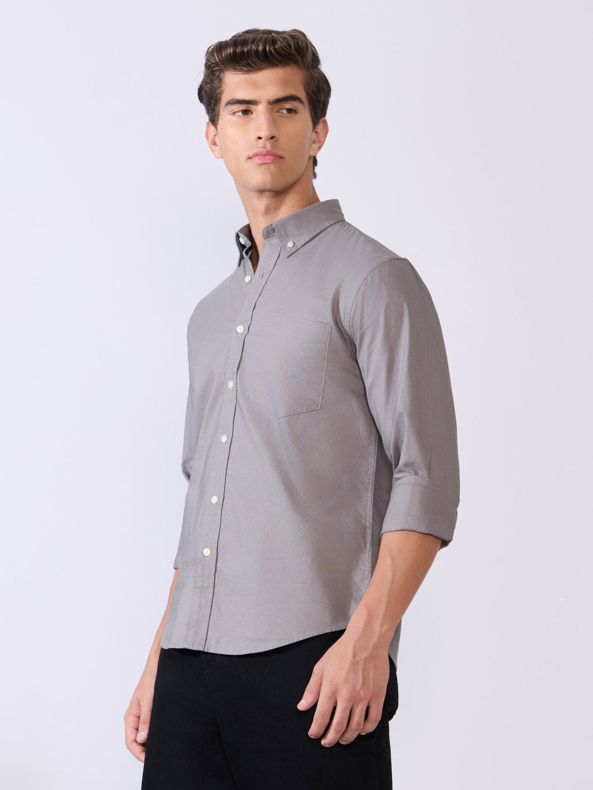 Flux - Relaxed Fit Oxford Shirt - Dark Grey - Espanshe