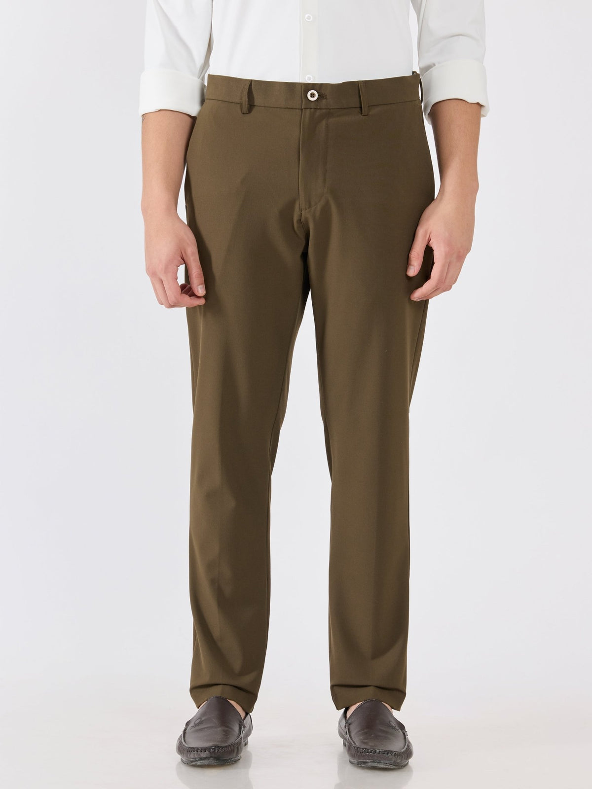 Alista - Slim Fit Formal Pant - Dark Olive - Espanshe